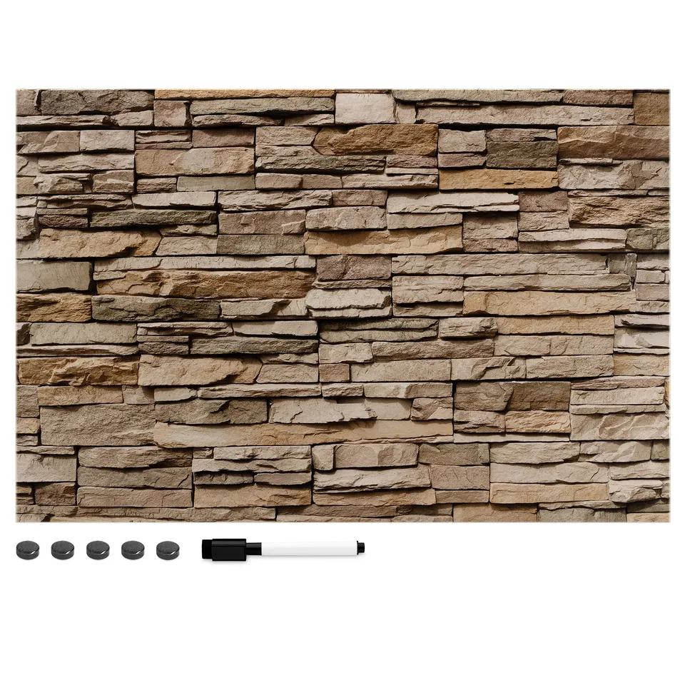 navaris-magnettafel-memoboard-60x40-magnetpinnwand-steinwand-braun image 1