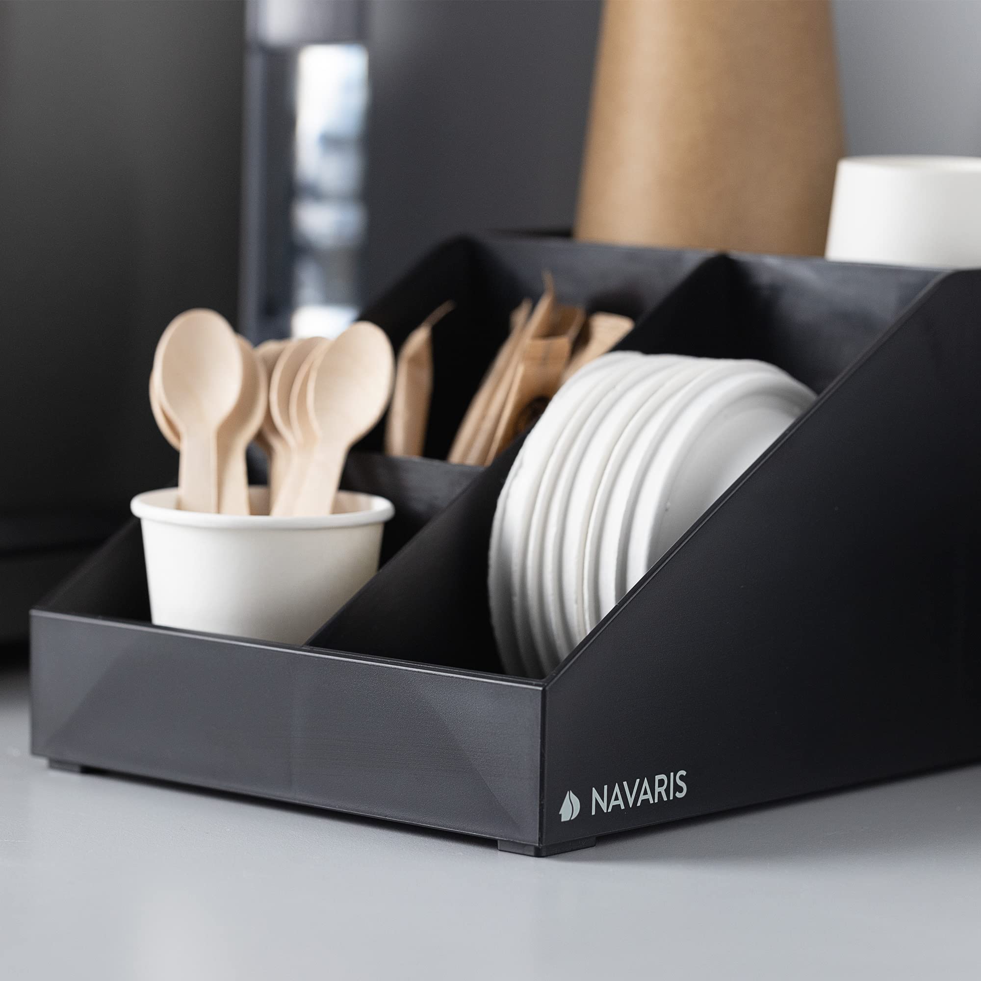 navaris-kaffee-organizer-kaffeebar-4-f-cher-aufbewahrungsbox-schwarz image 8