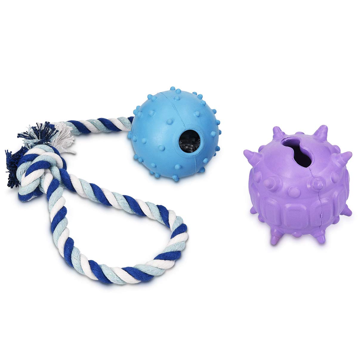 navaris-animals-hundeball-set-snackball-naturkautschuk image 1