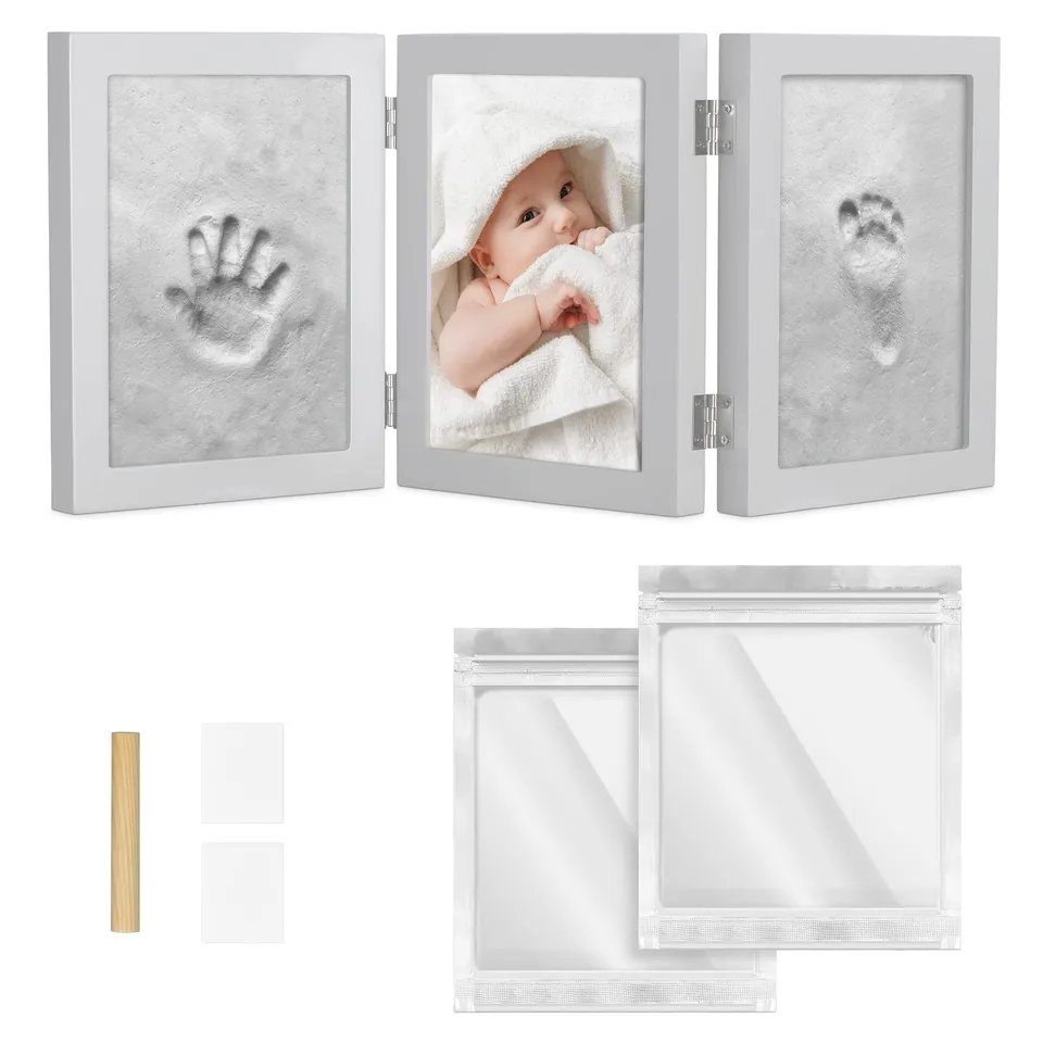 navaris-baby-bilderrahmen-gipsabdruck-bambus-220x170-mm image 1