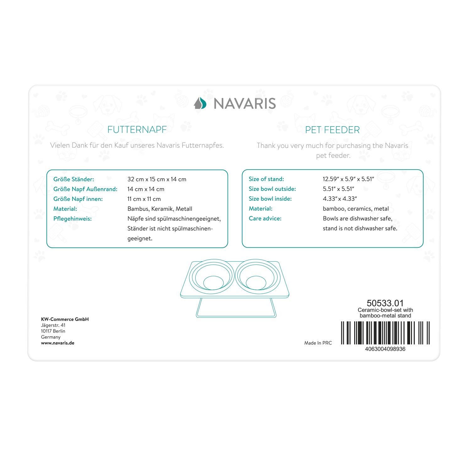 navaris-futternapf-katze-erh-ht-2x-keramik-mit-bambus-st-nder image 7