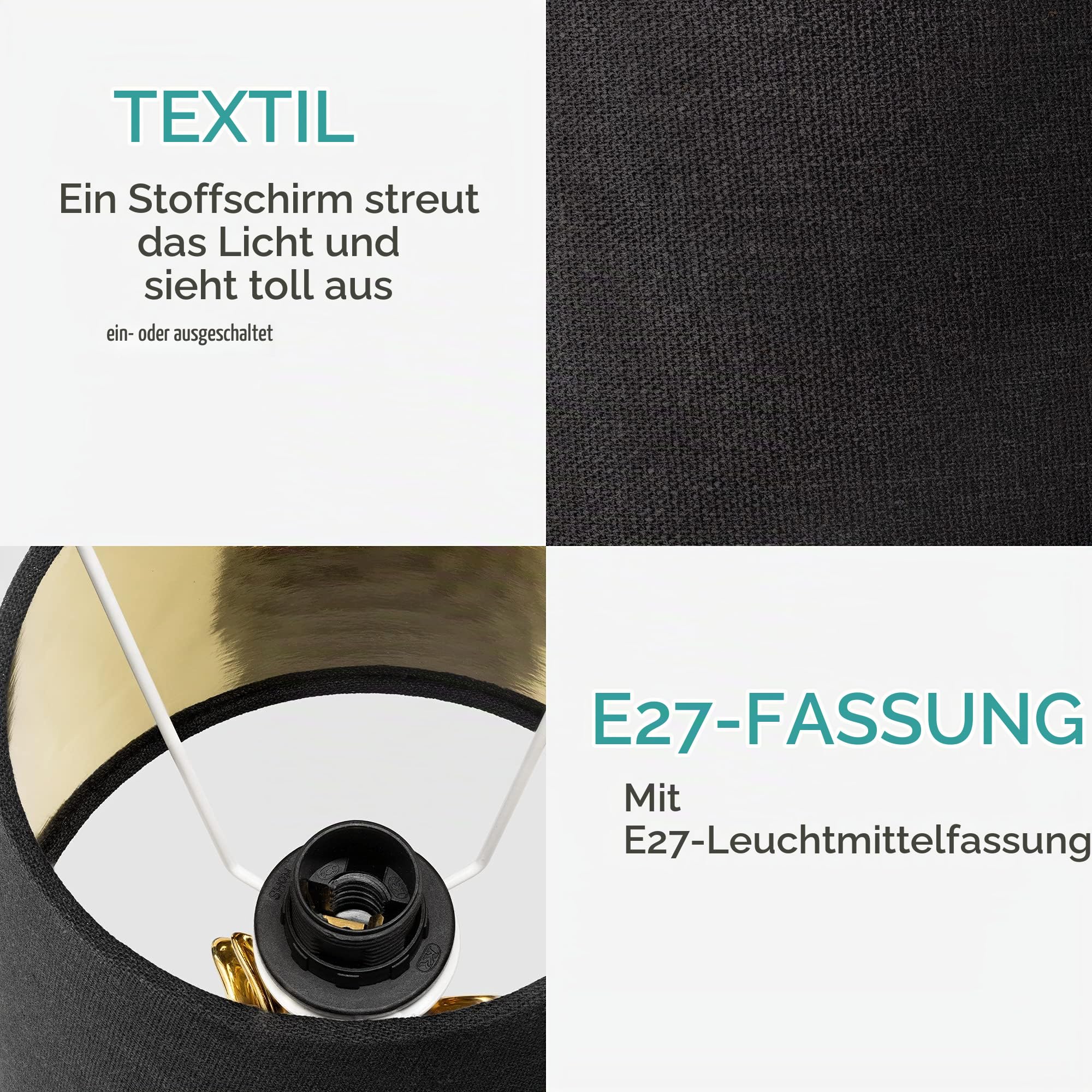 navaris-ananas-tischlampe-keramik-35-cm-gold-schwarz-e14 image 3