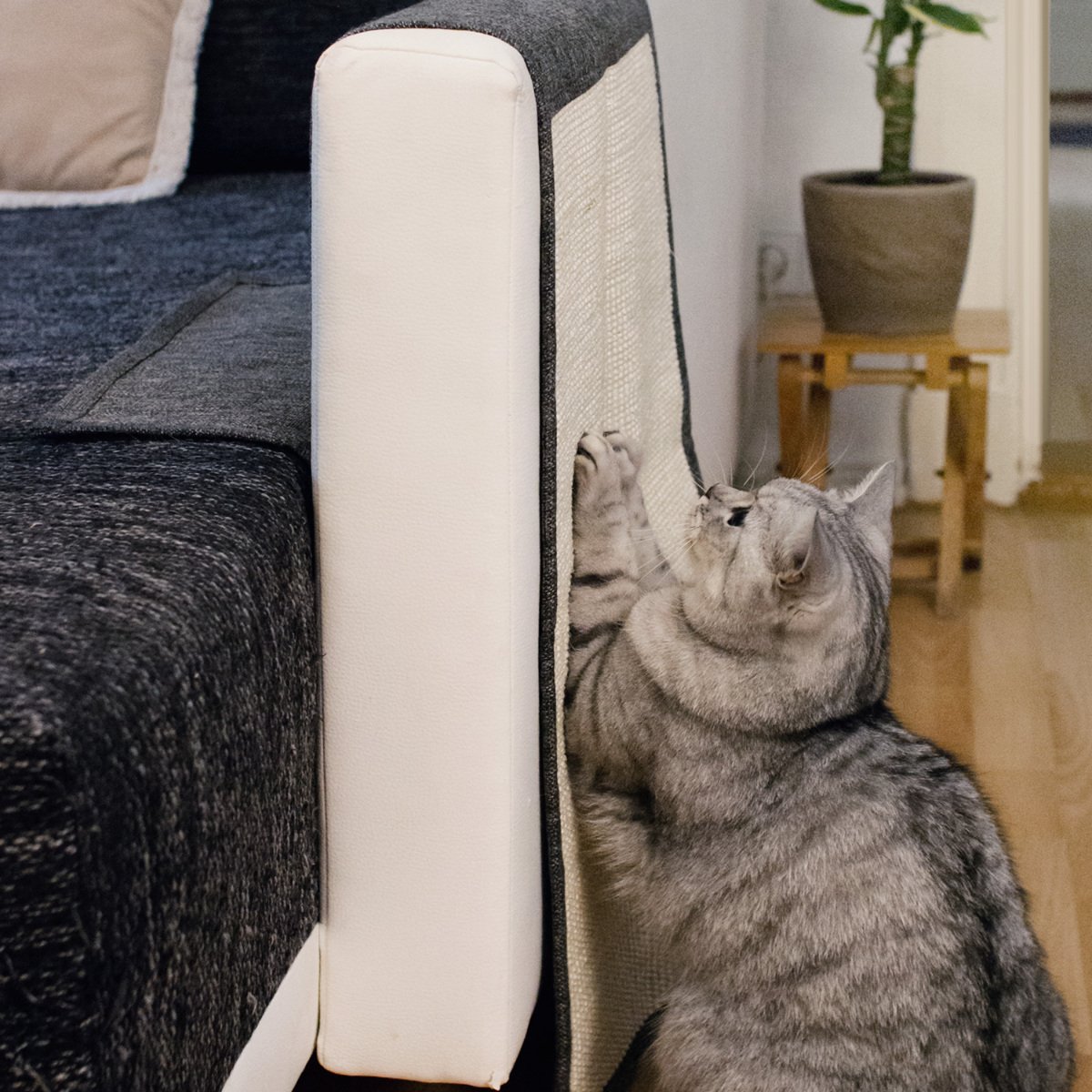 navaris-kratzmatte-katze-sisal-130x45-dunkelgrau-2er-set image 2