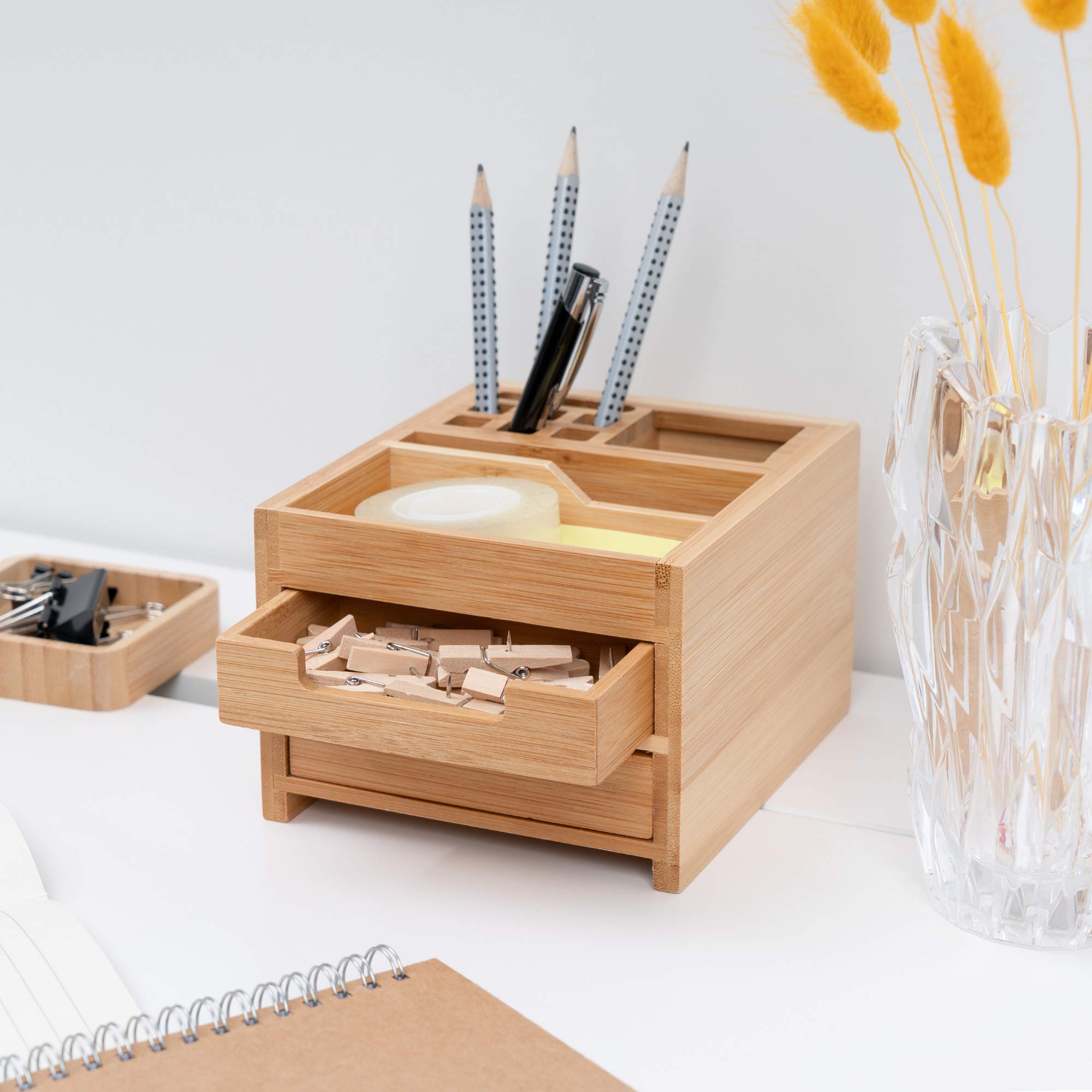 navaris-bambus-schreibtisch-organizer-klein-stiftehalter image 2