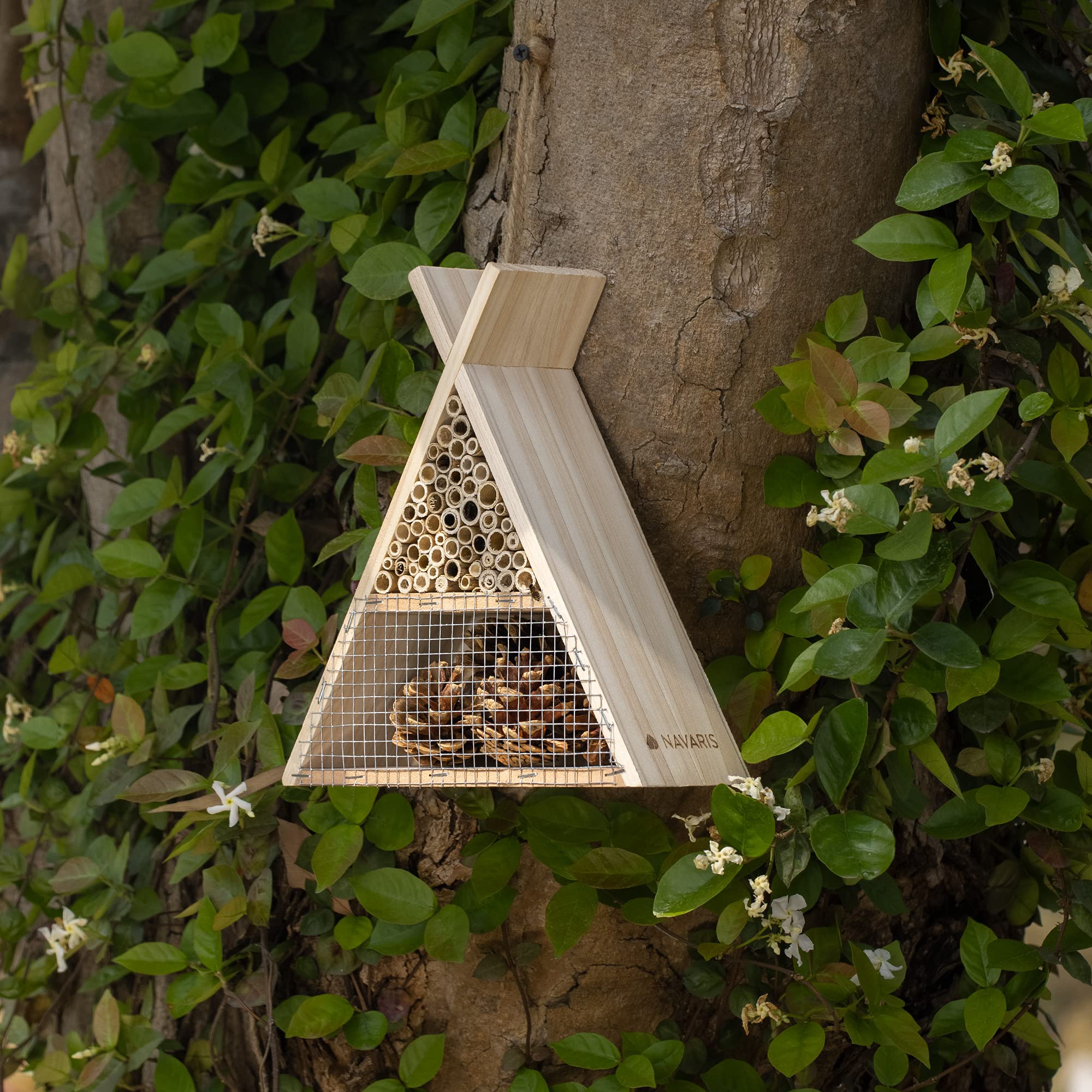 navaris-insektenhotel-bienenhaus-holz-dreieckig-22-5-cm image 2