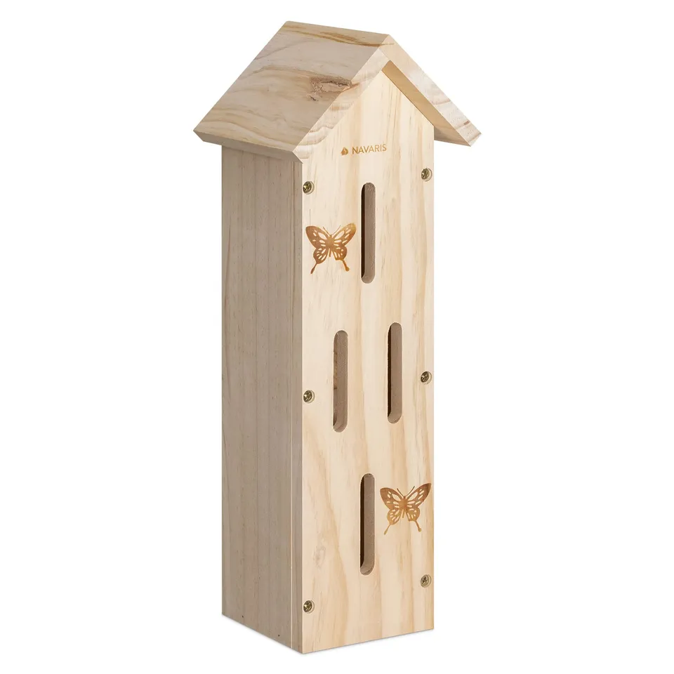 navaris-garden-schmetterlingshaus-holz-kiefer-41cm-natur image 1