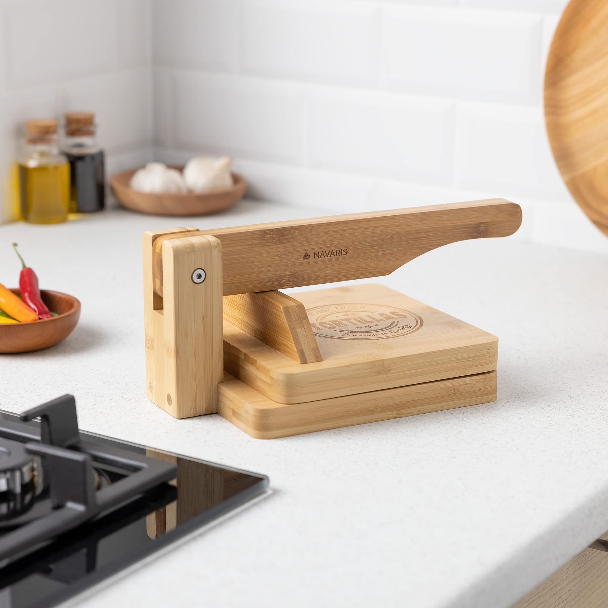 navaris-tortilla-presse-bambus-25cm-teigpresse-f-r-tacos image 3