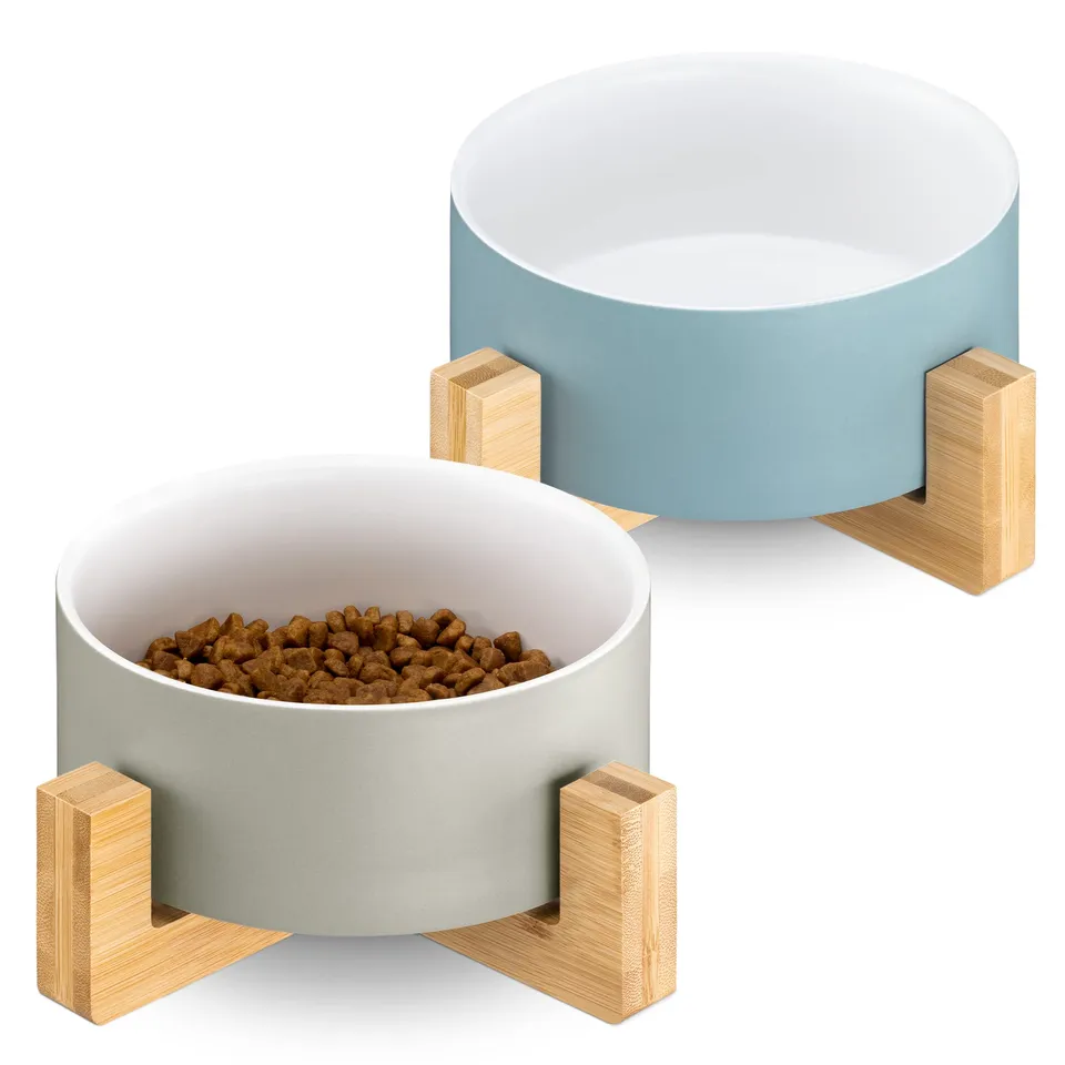 navaris-futternapf-keramik-hund-katze-blau-grau-2er-set image 1