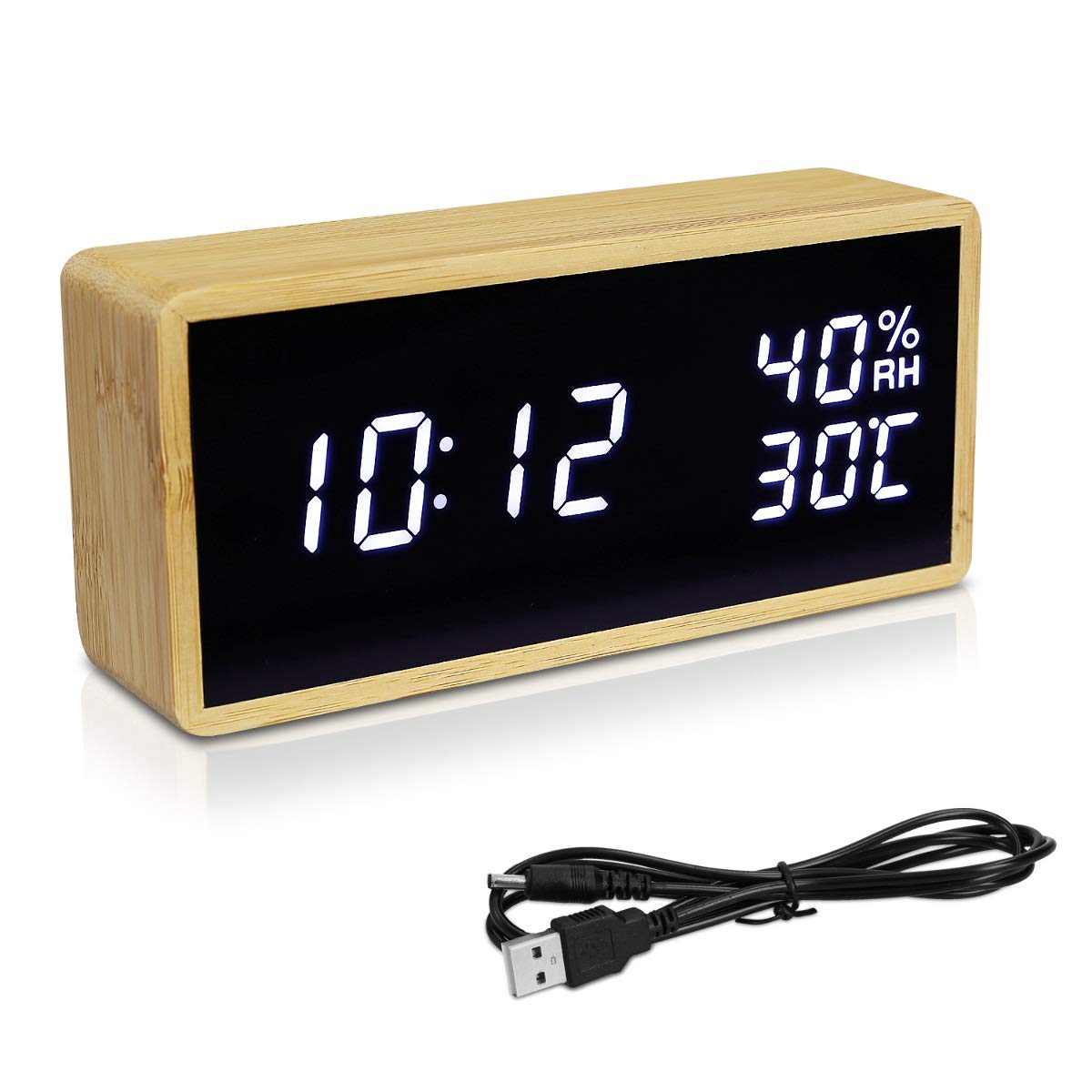 navaris-living-bambus-digitalwecker-temperatur-dimmer-wei image 1