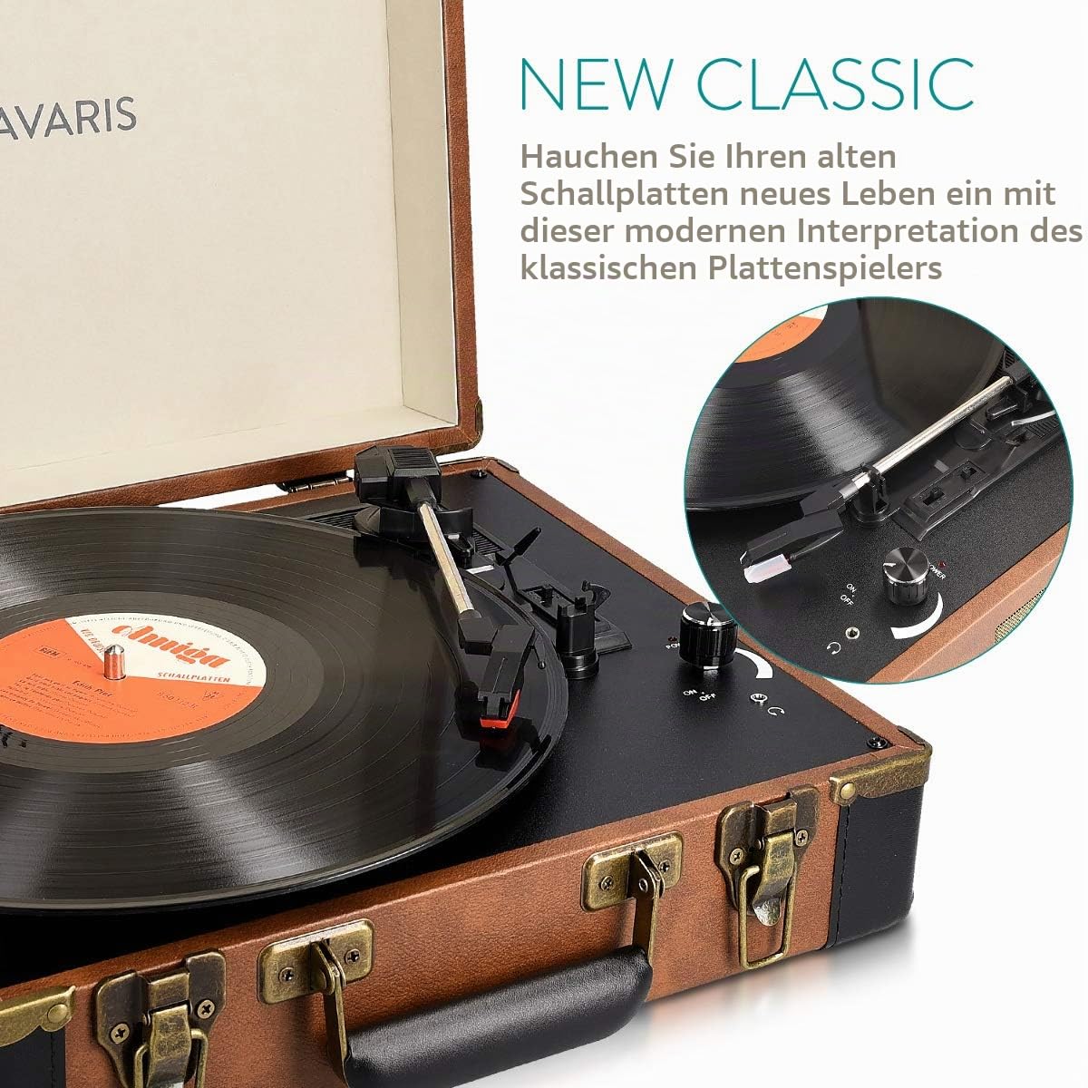 navaris-retro-koffer-plattenspieler-braun-schwarz-mit-usb-lautsprecher image 5