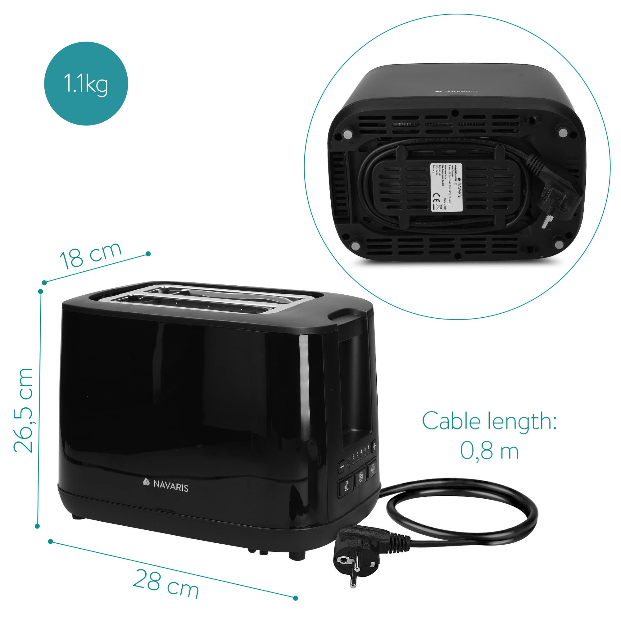 navaris-toaster-doppelschlitz-schwarz-1000w-6-stufen image 6