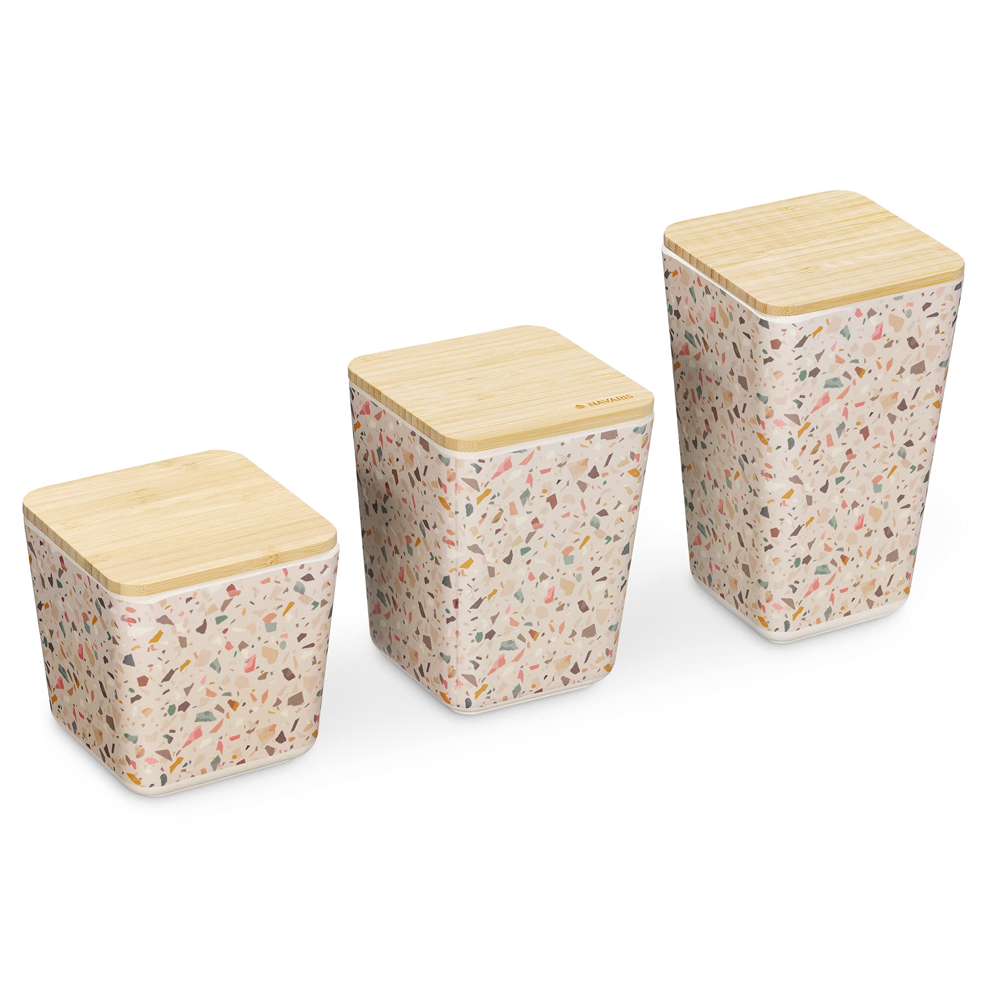 navaris-aufbewahrungsbox-3tlg-bambus-terrazzo-mit-deckel image 1
