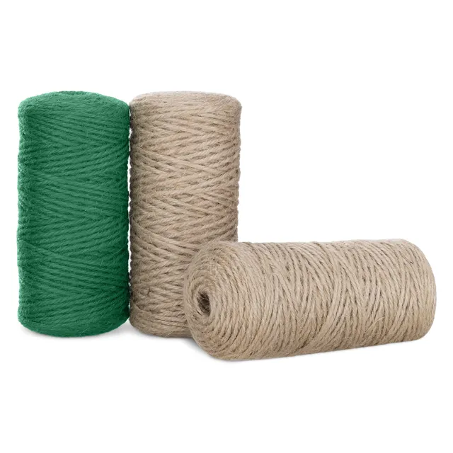 navaris-jute-garn-3er-set-bastelschnur-naturell-gr-n-100m image 1
