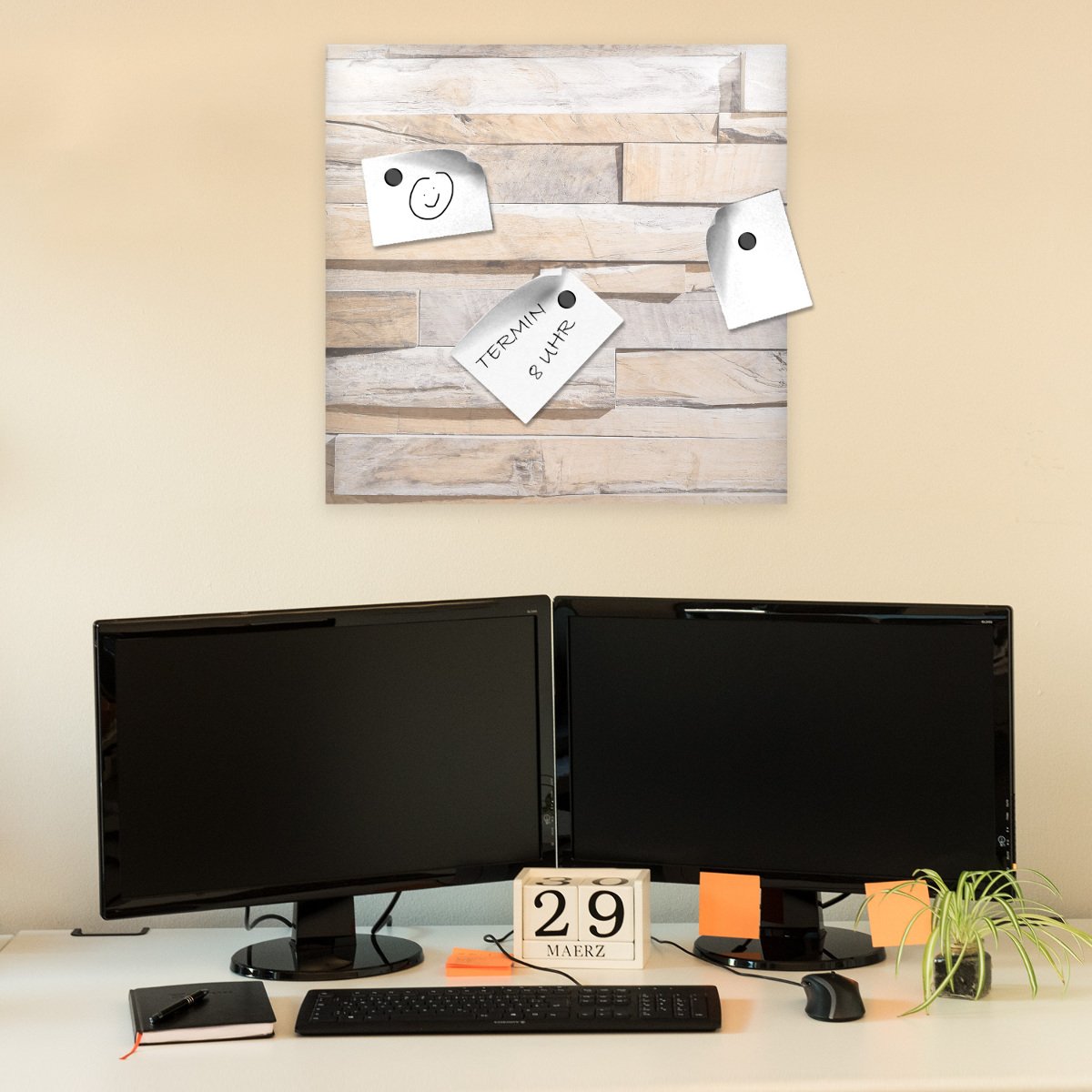 navaris-magnettafel-40x40-cm-stone-wall-beschreibbar-magnetboard image 2