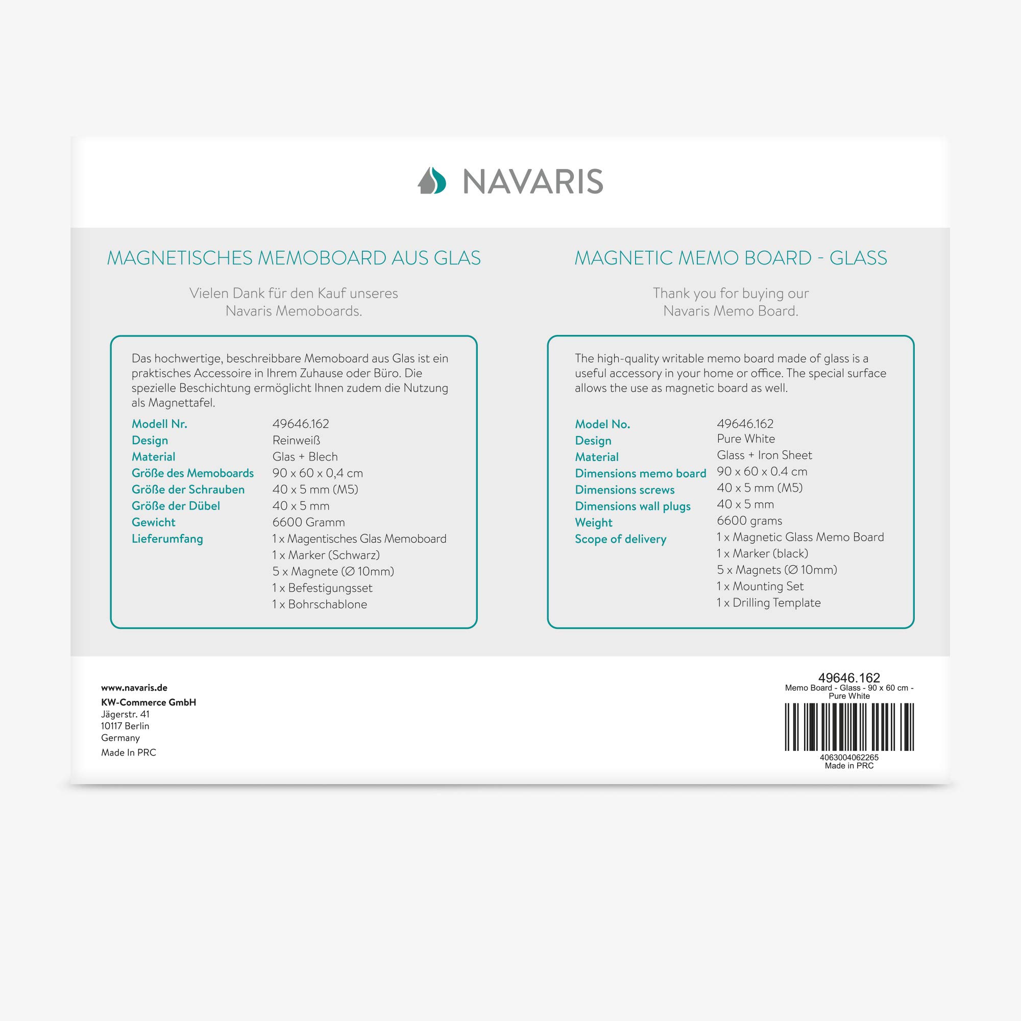 navaris-glas-magnettafel-90x60-cm-magnetboard-wei-beschriftbar image 7