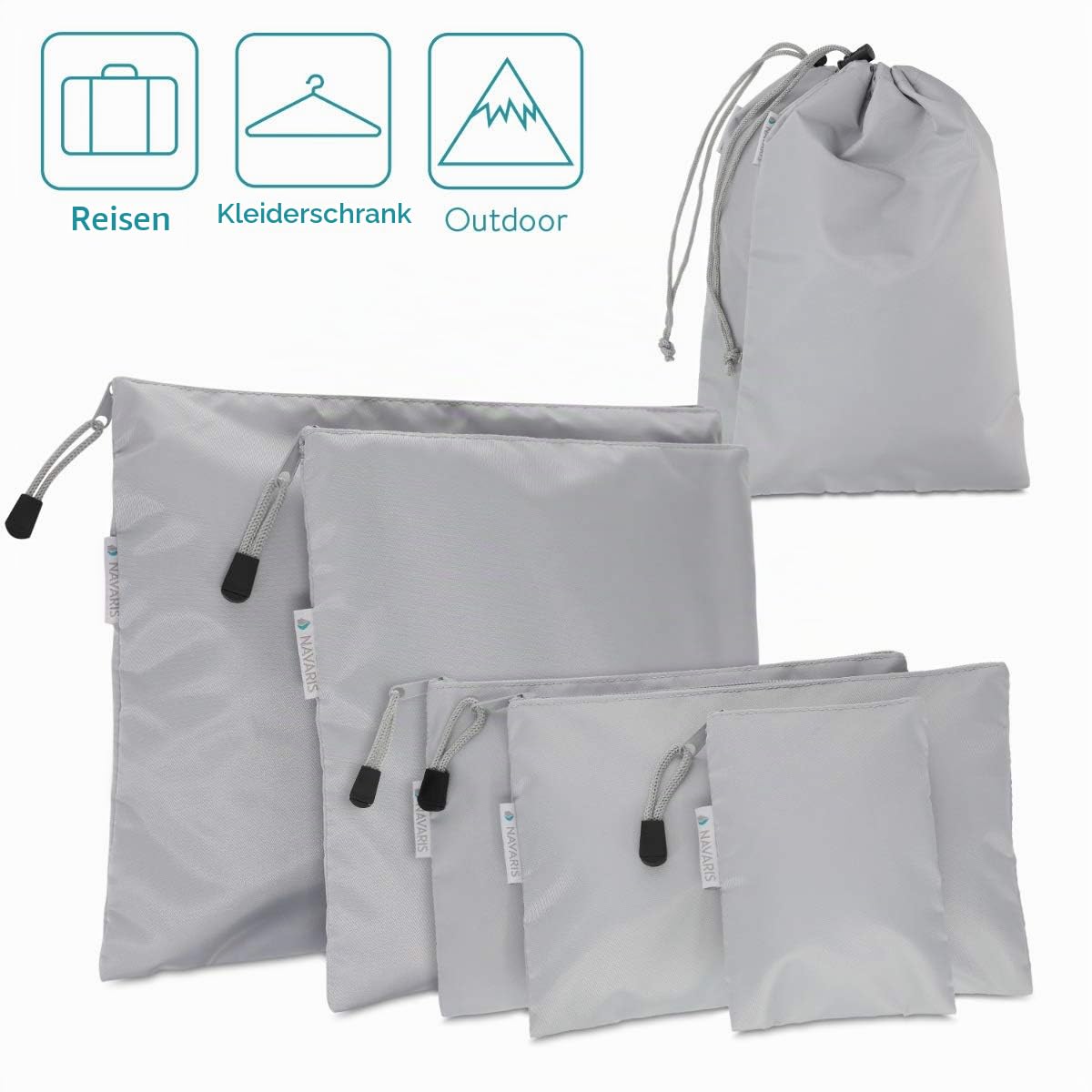 navaris-travel-koffer-packbeutel-set-7-teilig-packtaschen-hellgrau image 3