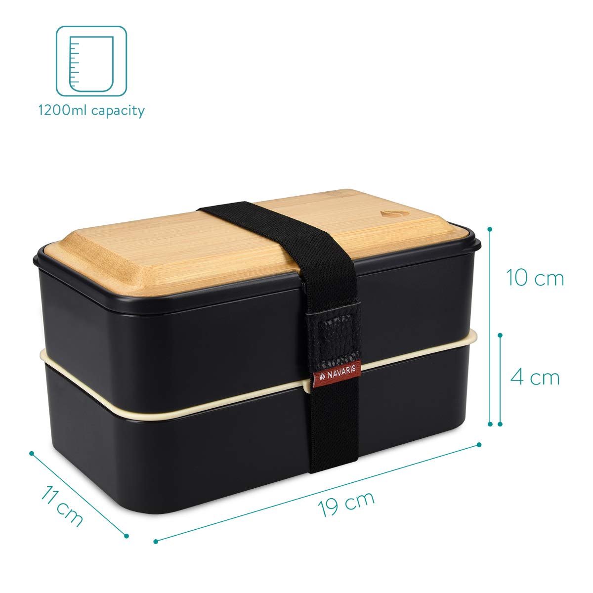 navaris-bento-box-lunchbox-mit-besteck-schwarz-2x-1200ml-luftdicht image 4