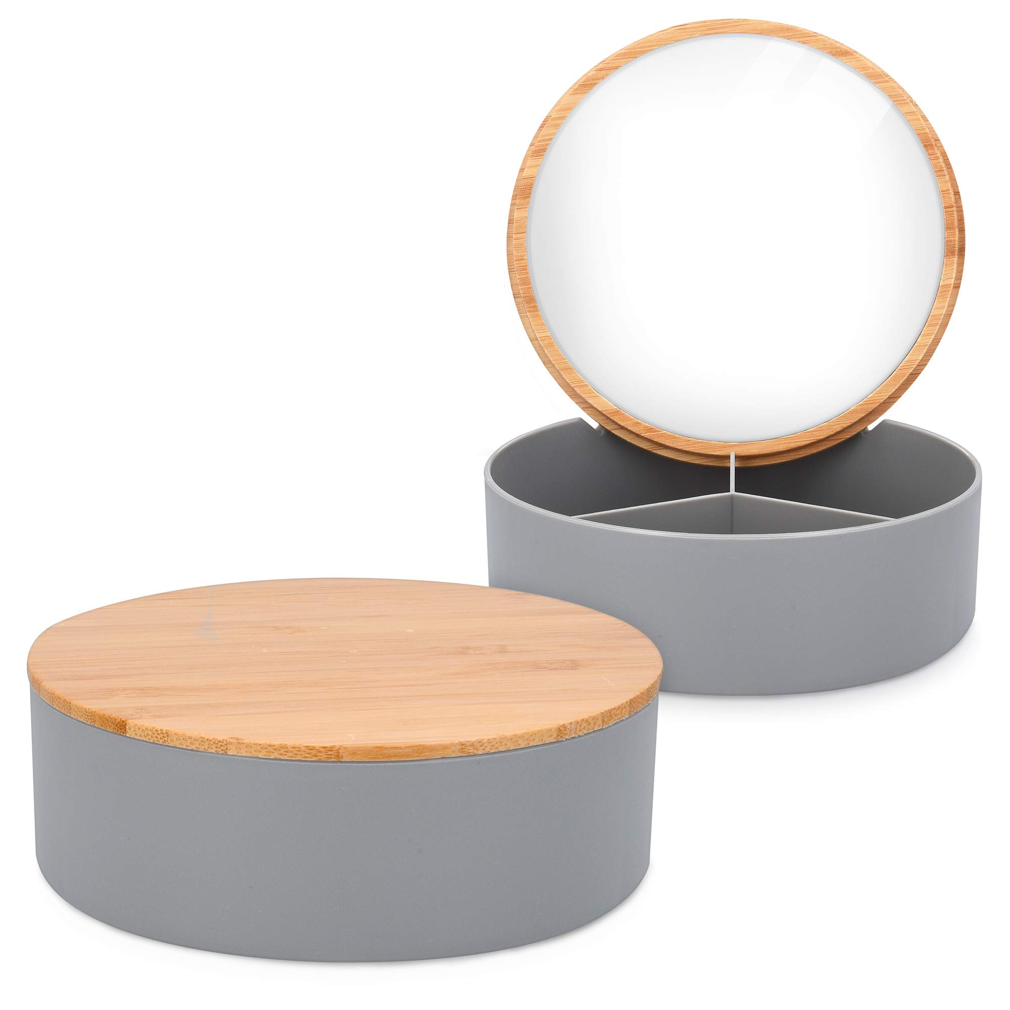 navaris-beauty-schmuckdose-mit-spiegel-bambusdeckel-3-f-cher image 1