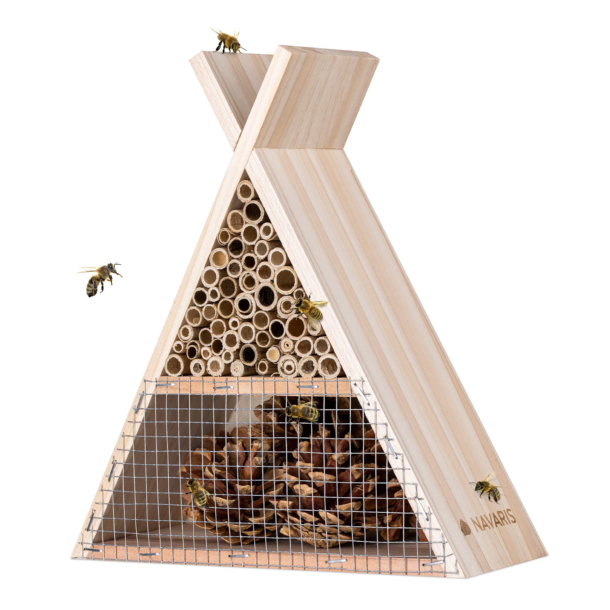 navaris-insektenhotel-bienenhaus-holz-dreieckig-22-5-cm image 1