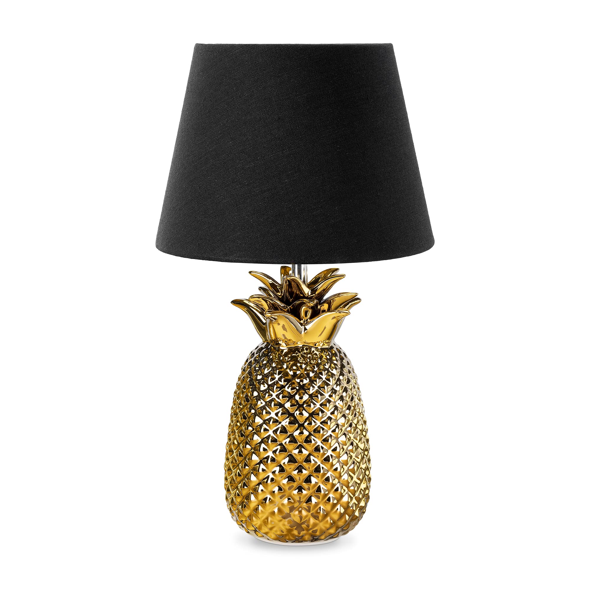 navaris-tischlampe-ananas-40cm-keramik-deko-nachttischlampe-gold-schwarz image 8