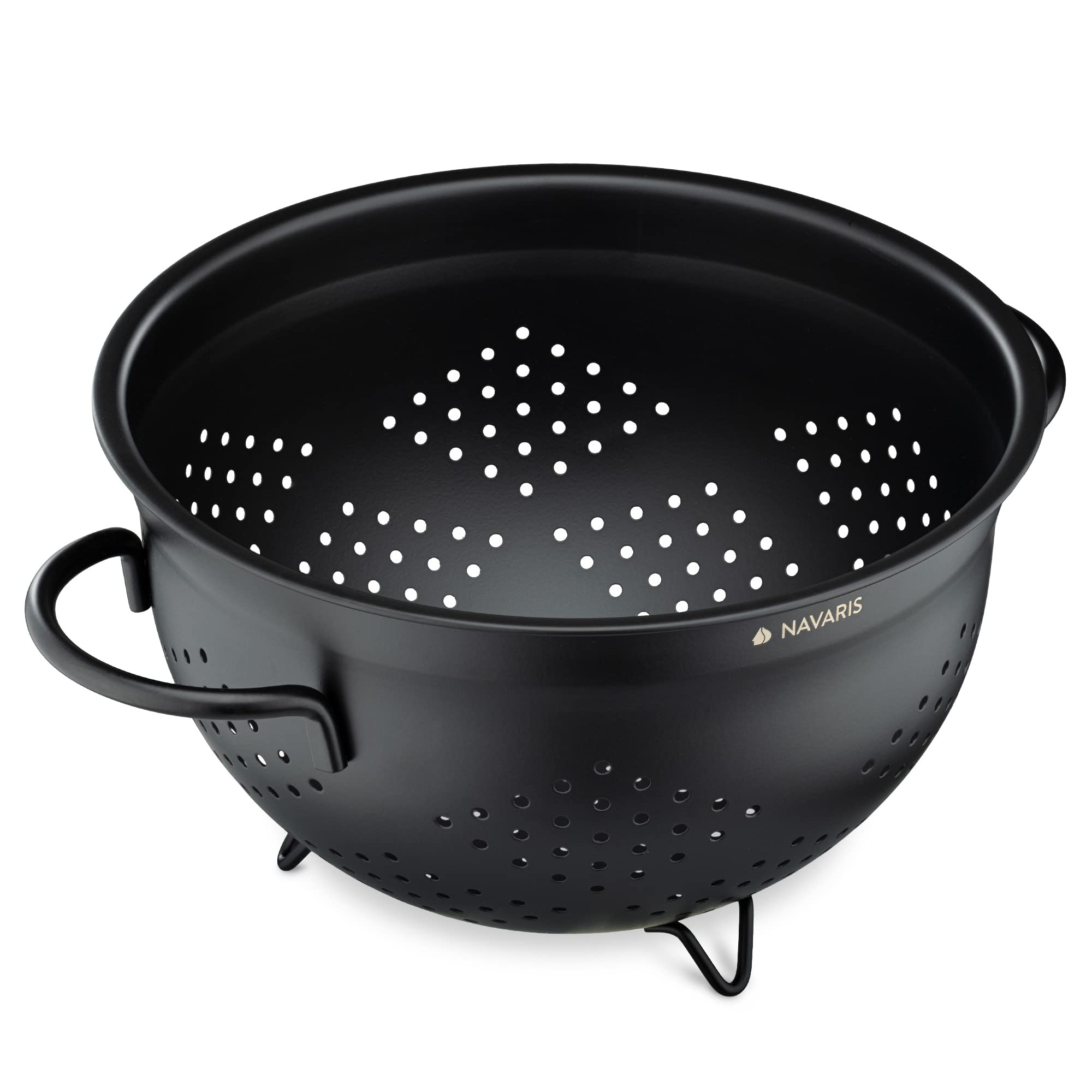 navaris-nudelsieb-edelstahl-24-cm-schwarz-mit-f-en image 7