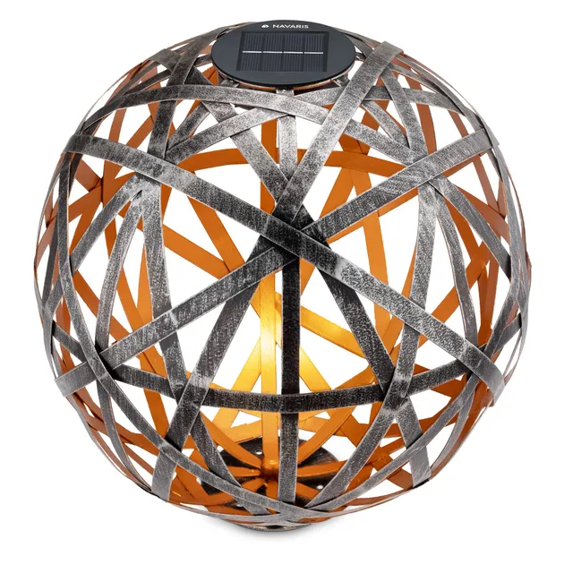 navaris-lighting-led-solarkugel-30-cm-silber-metall-mit-erdspie image 1