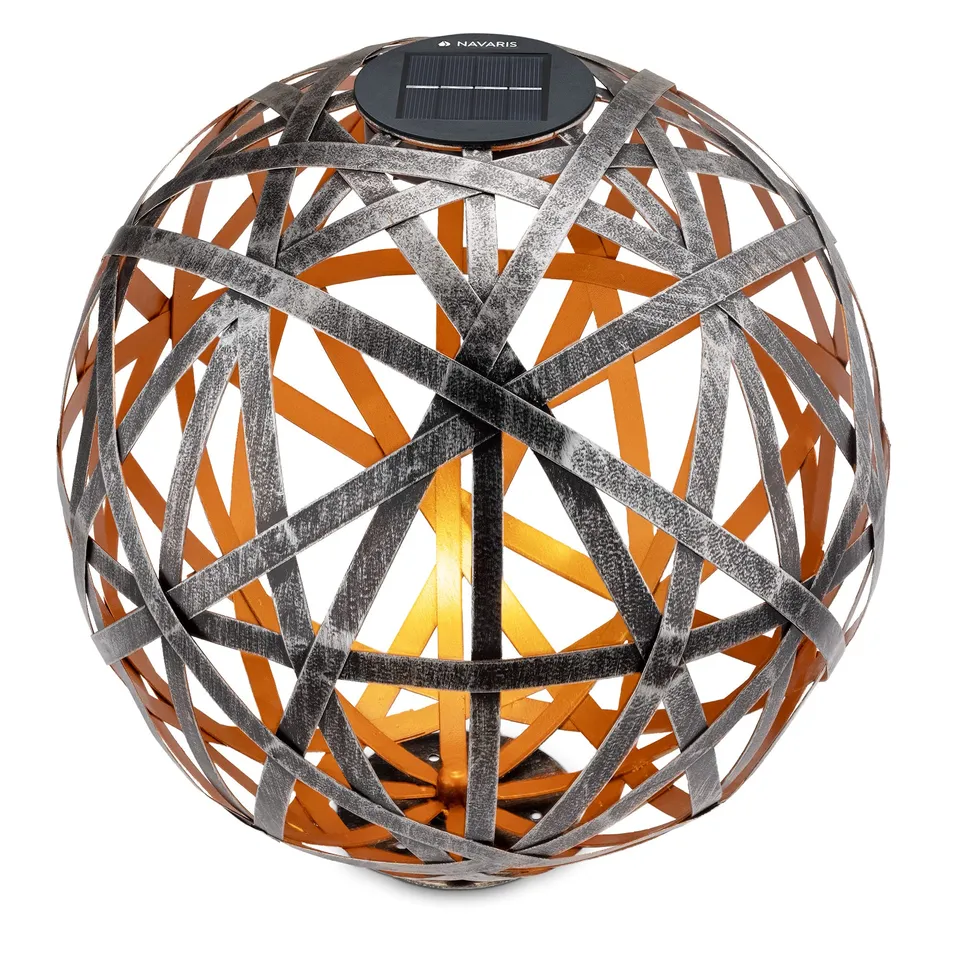 navaris-lighting-led-solarkugel-30-cm-silber-metall-mit-erdspie image 1