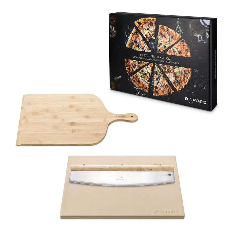 navaris-kitchen-pizzastein-38x30cm-cordierit-set-schaufel-messer image 1