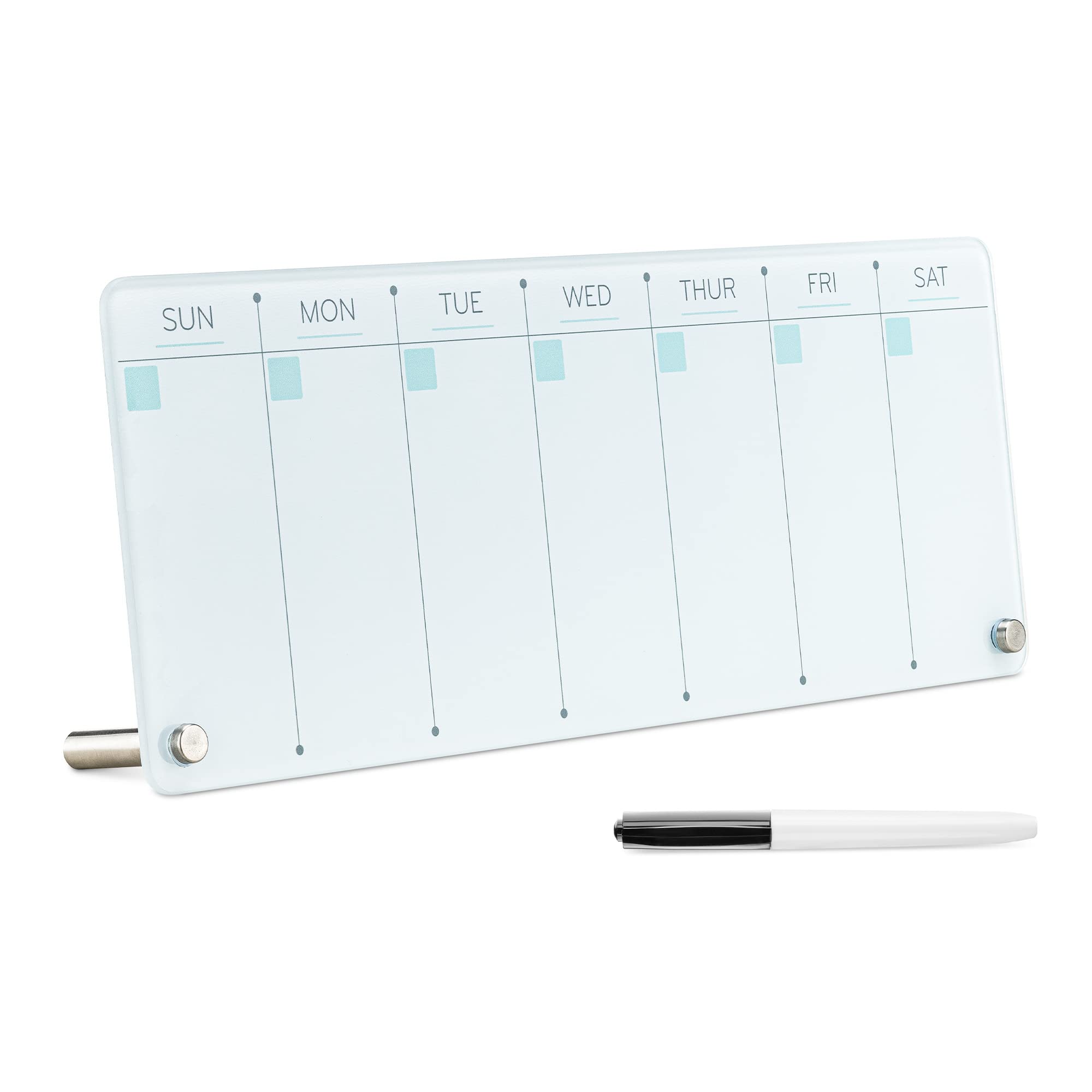 navaris-wochenplaner-glas-abwischbar-40-5cm-mit-marker image 1