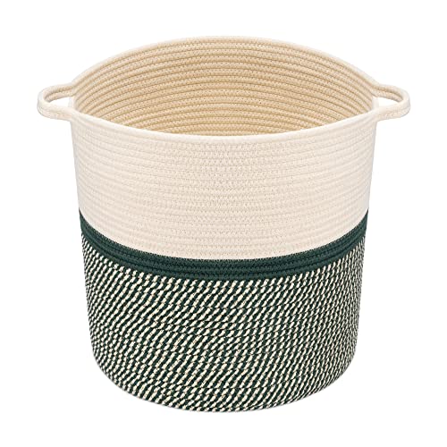 navaris-living-flechtkorb-baumwolle-rund-dunkelgr-n-45cm image 7