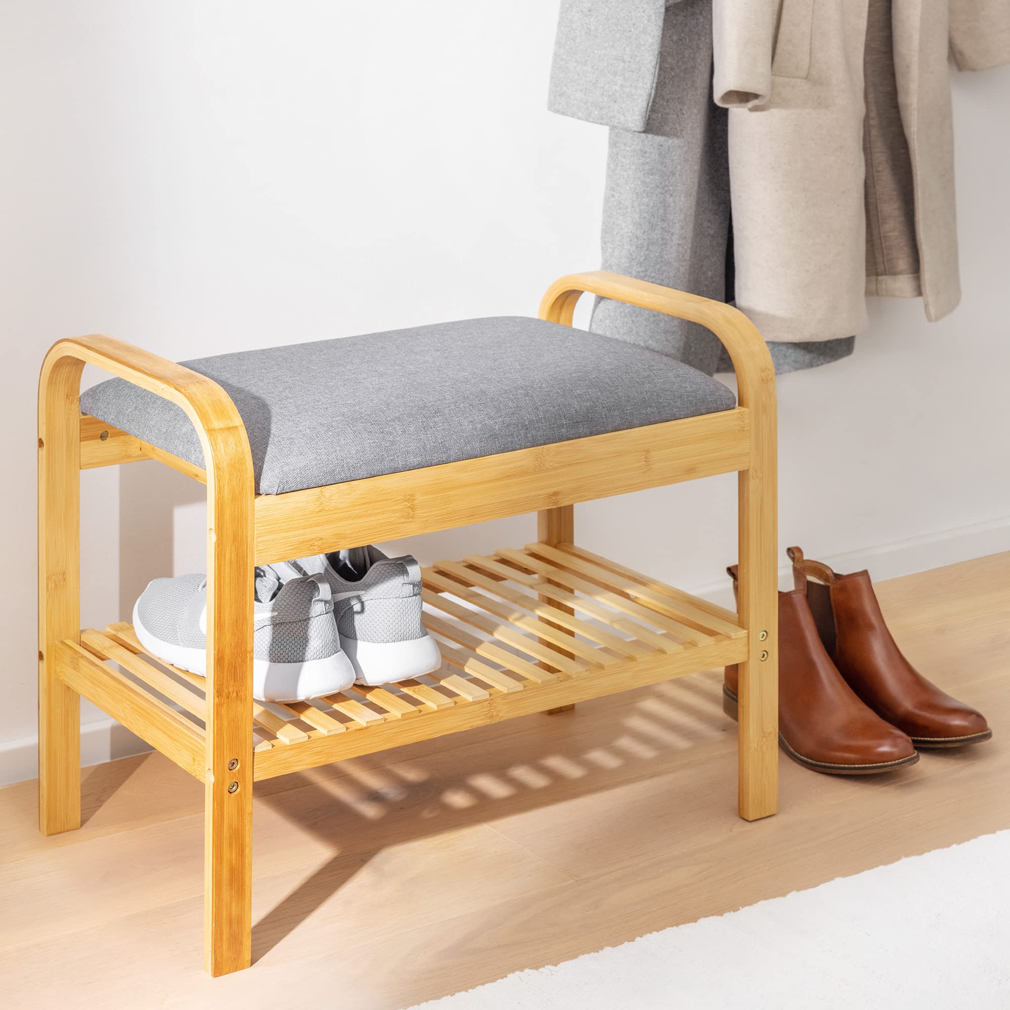 navaris-living-schuhregal-sitzbank-bambus-60x50x33cm-grau image 2