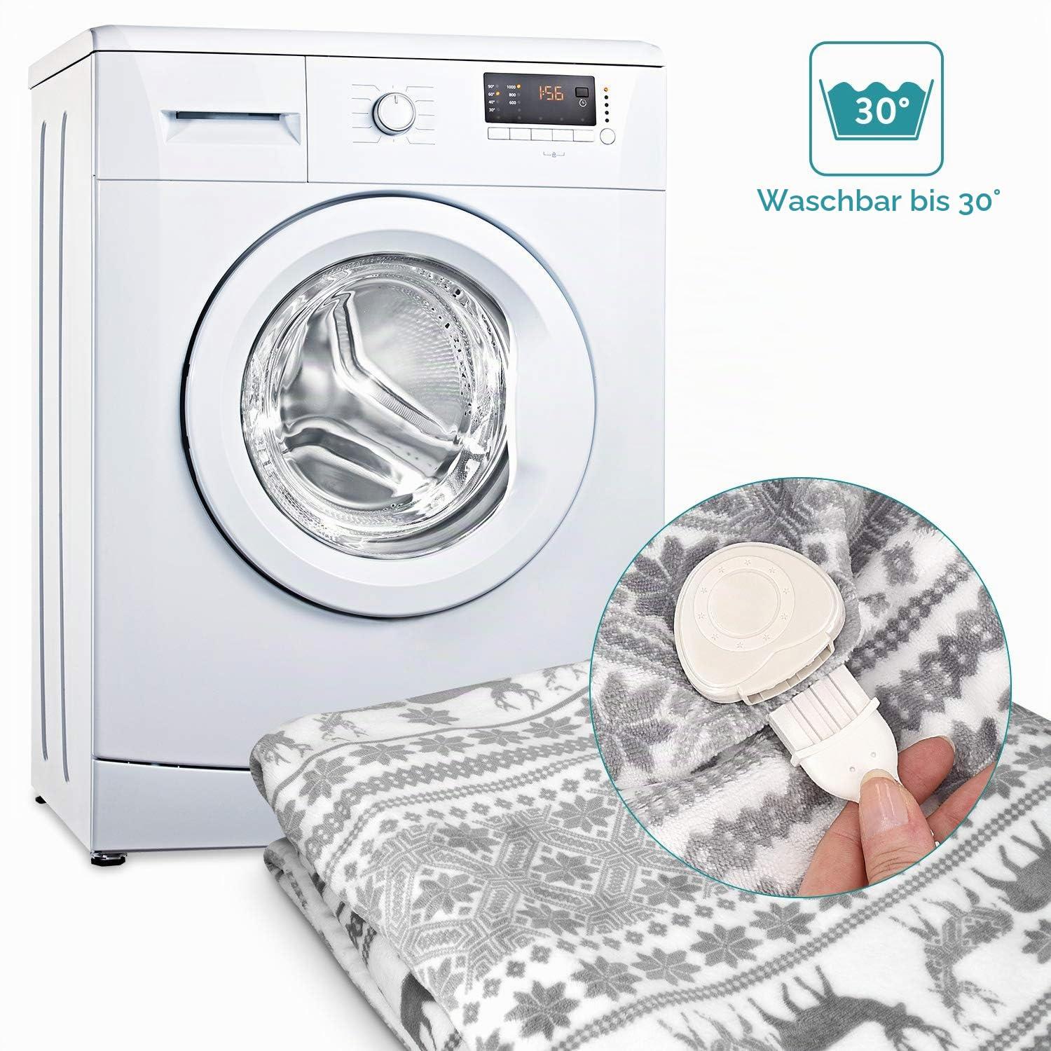 navaris-xxl-heizdecke-180x130-grau-waschbar image 4