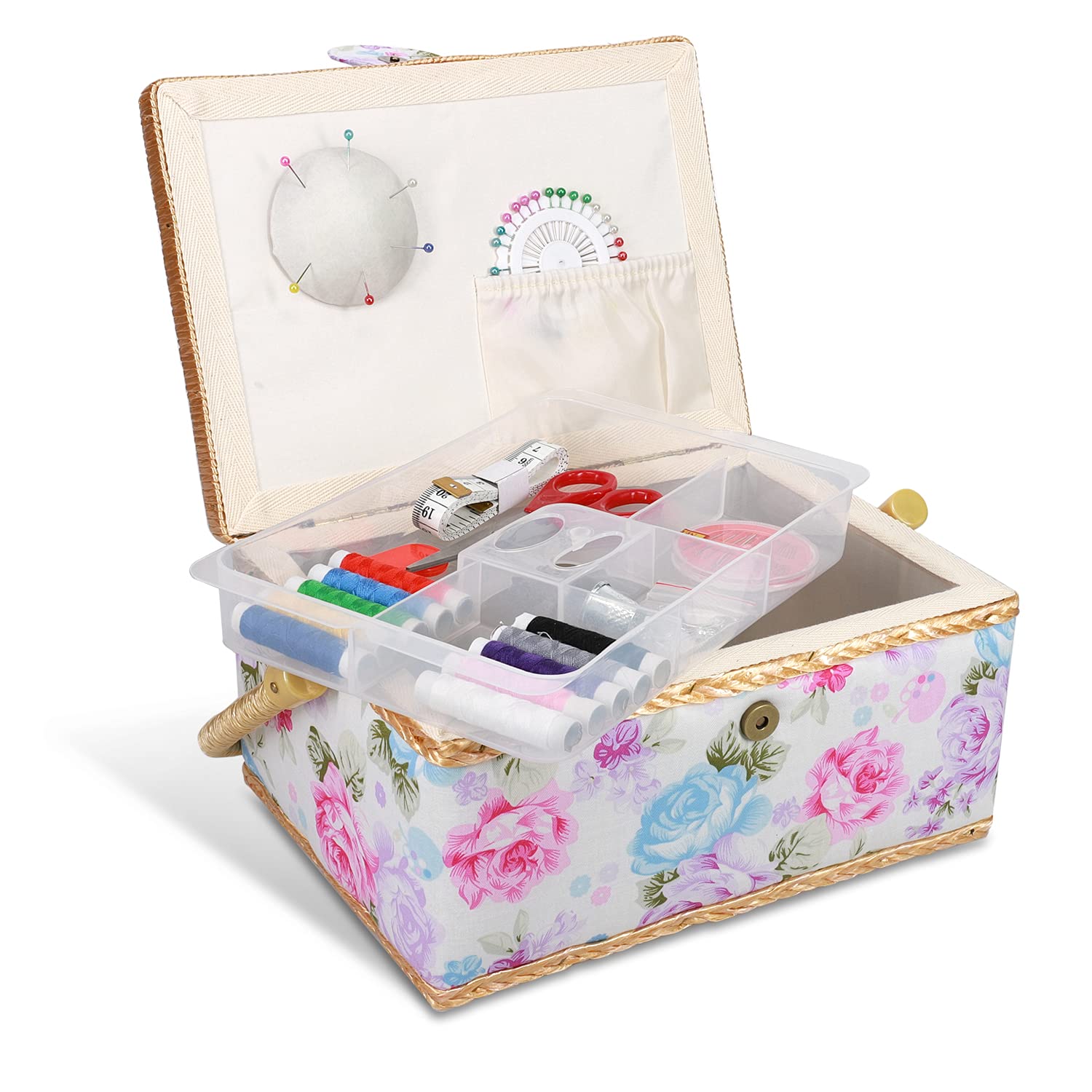 navaris-n-hkasten-korb-rosen-design-mit-36tlg-zubeh-r image 1