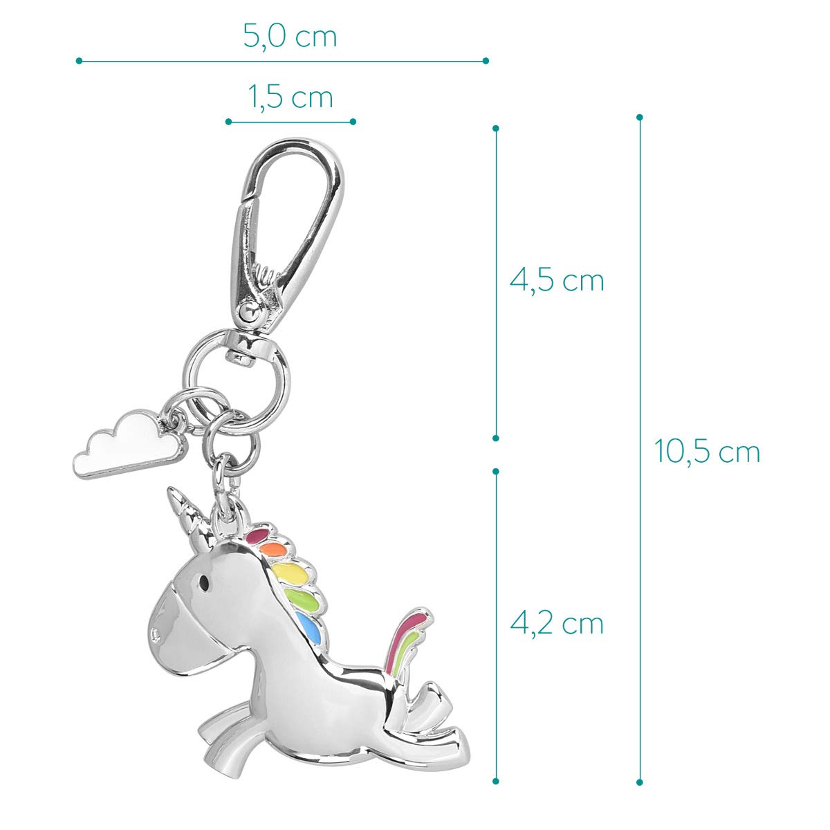 navaris-travel-einhorn-wolke-schl-sselanh-nger-metall-silber image 3