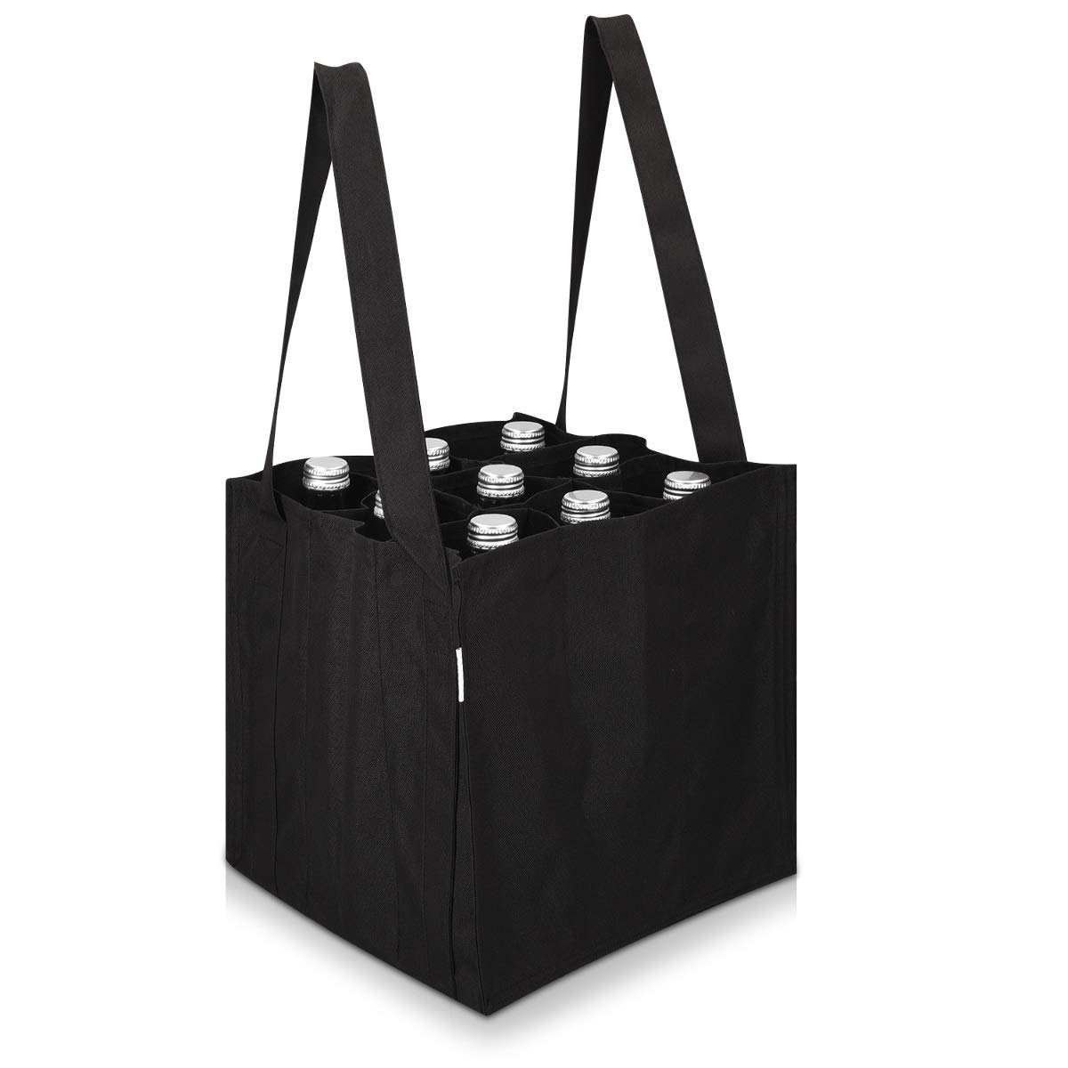 navaris-bottlebag-flaschentasche-9-f-cher-27cm-schwarz image 1