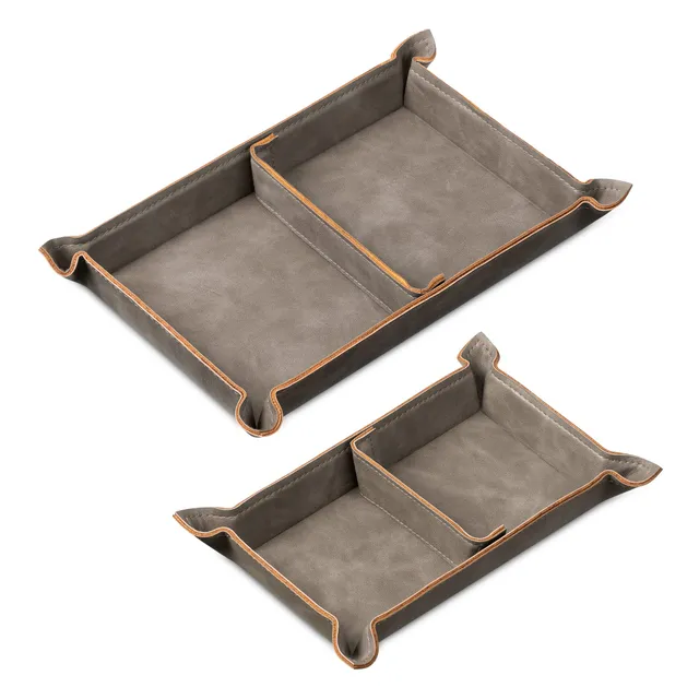 navaris-office-hobby-lederschale-2er-set-grau-kunstleder image 1