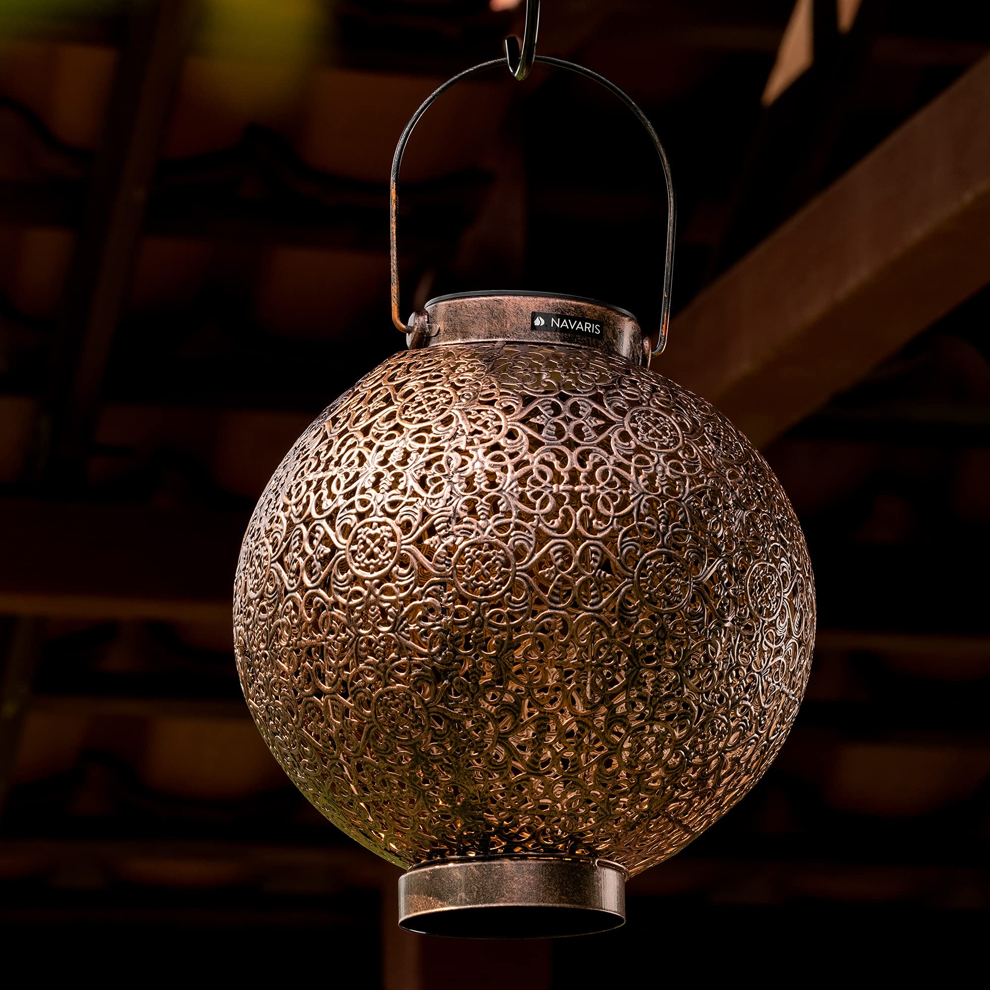 navaris-lighting-solarlaterne-21cm-metall-braun-orientalisch image 6