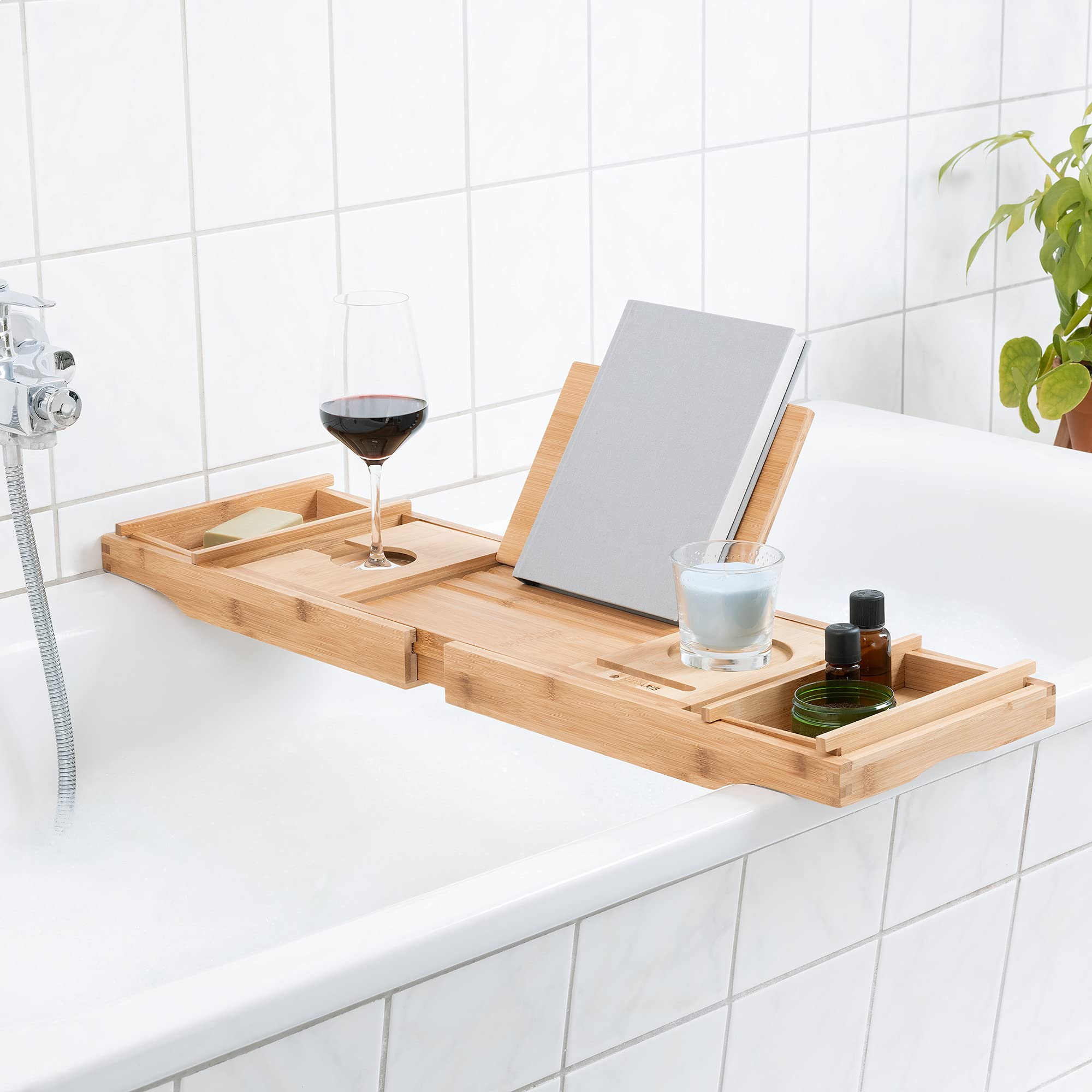 navaris-beauty-badewannenablage-bambus-braun-ausziehbar image 2
