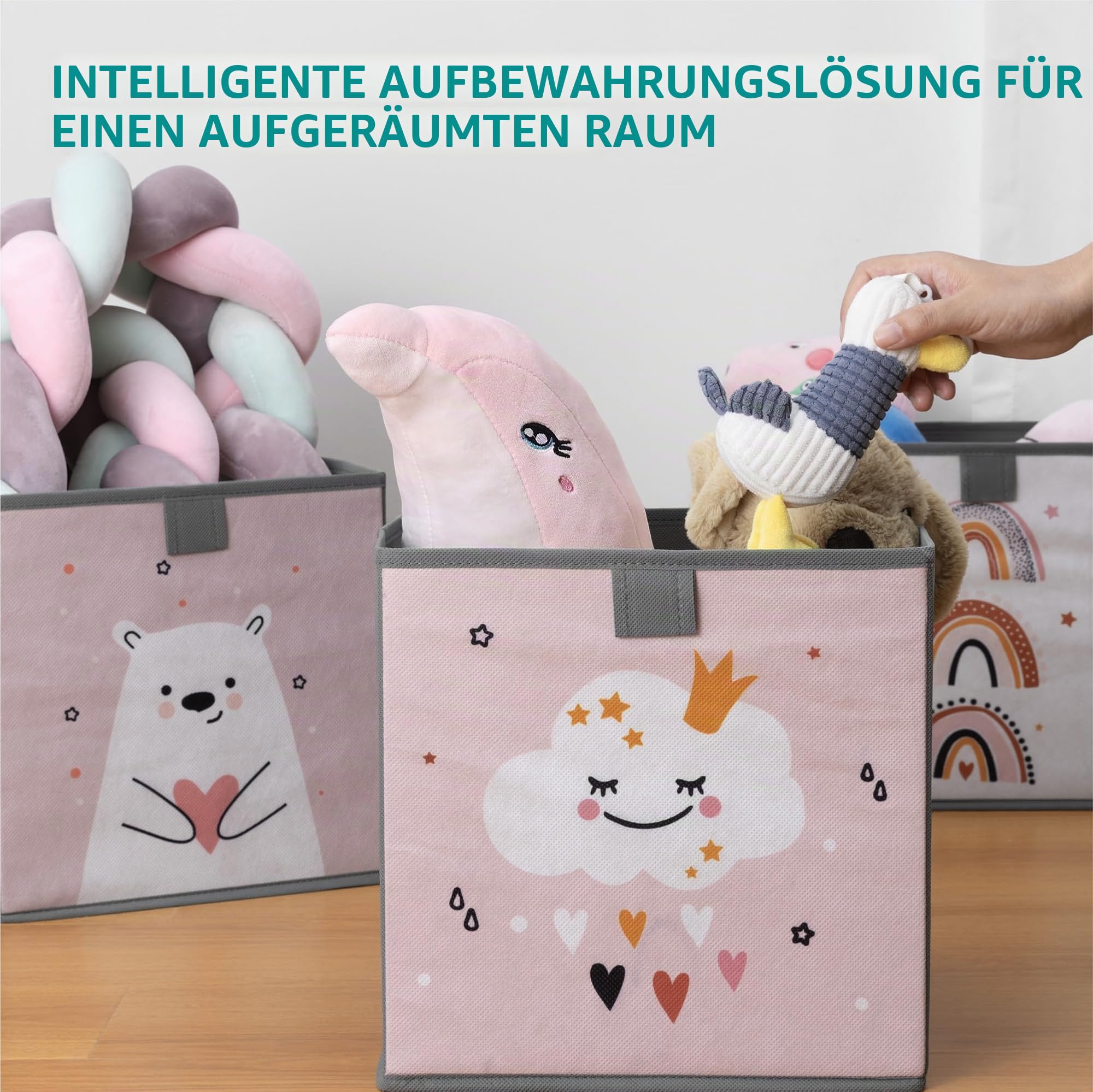 navaris-children-aufbewahrungsbox-28cm-3er-set-tier-motiv-faltbar image 4