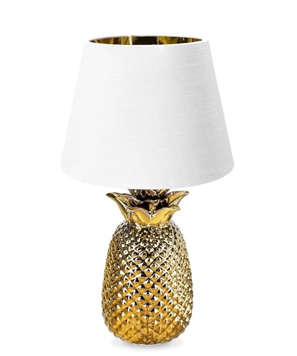 navaris-ananas-tischlampe-40cm-keramik-e27-gold-wei image 7