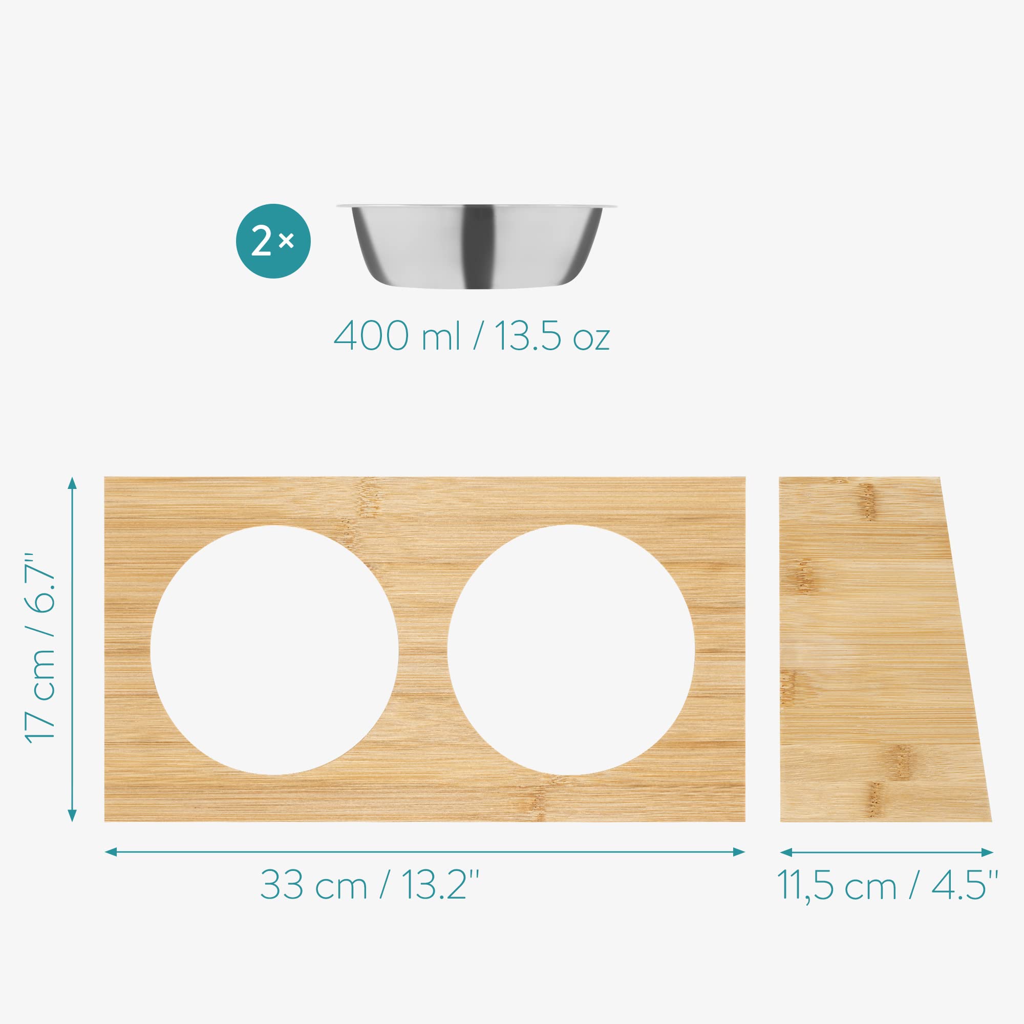 navaris-animals-futterstation-futternapf-edelstahl-bambus-2x400ml image 5
