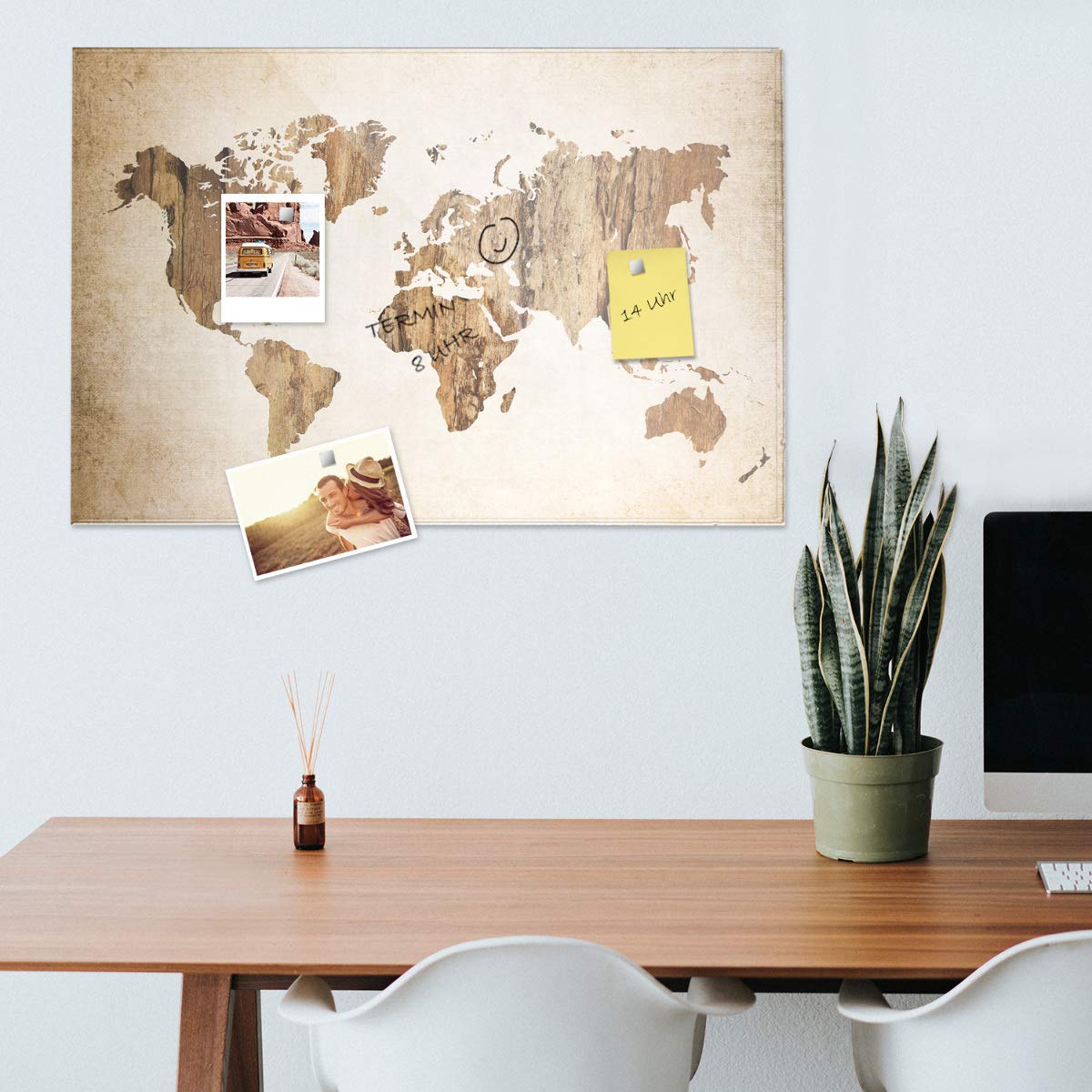 navaris-magnettafel-glas-memoboard-90x60-cm-weltkarte-vintage image 2