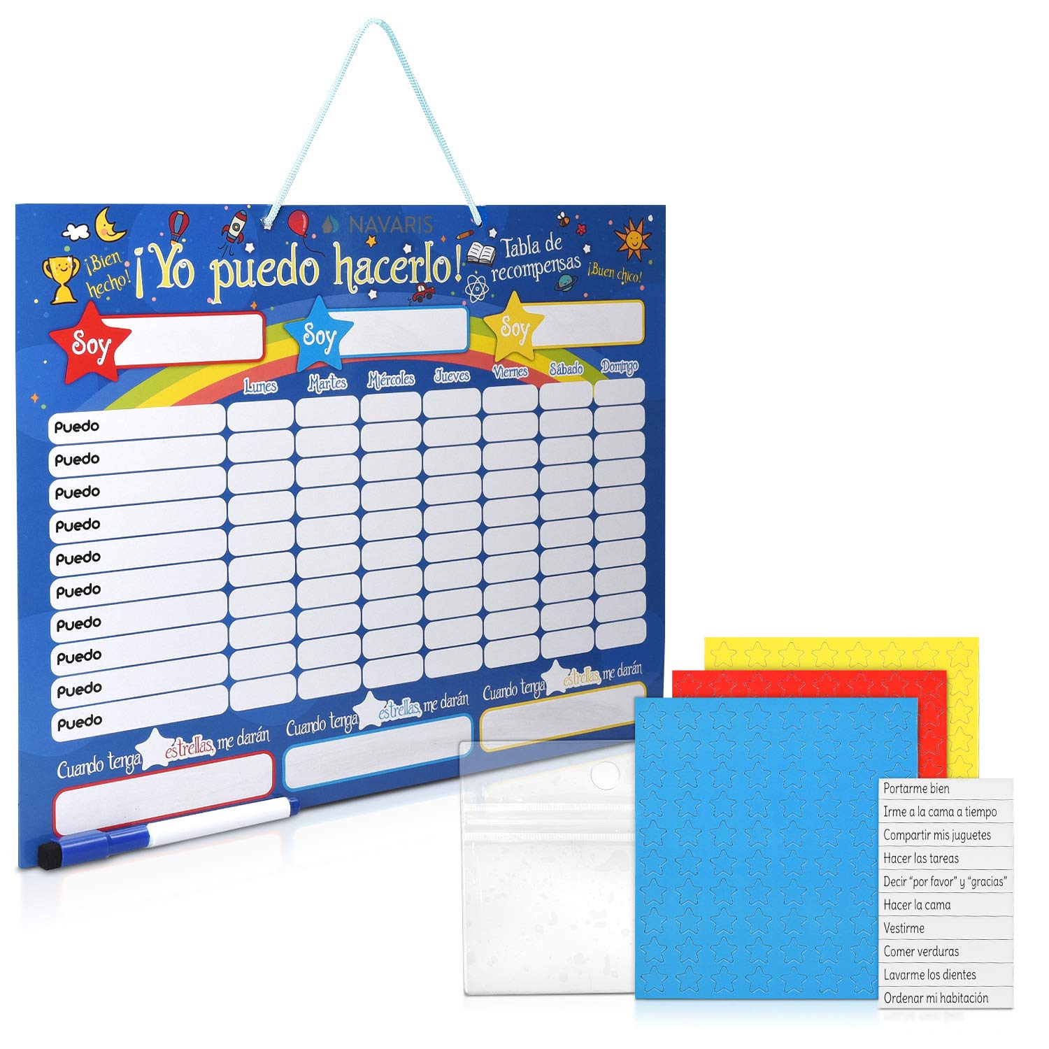 navaris-belohnungstafel-magnetisch-spanisch-40x32-cm-250-sterne image 1