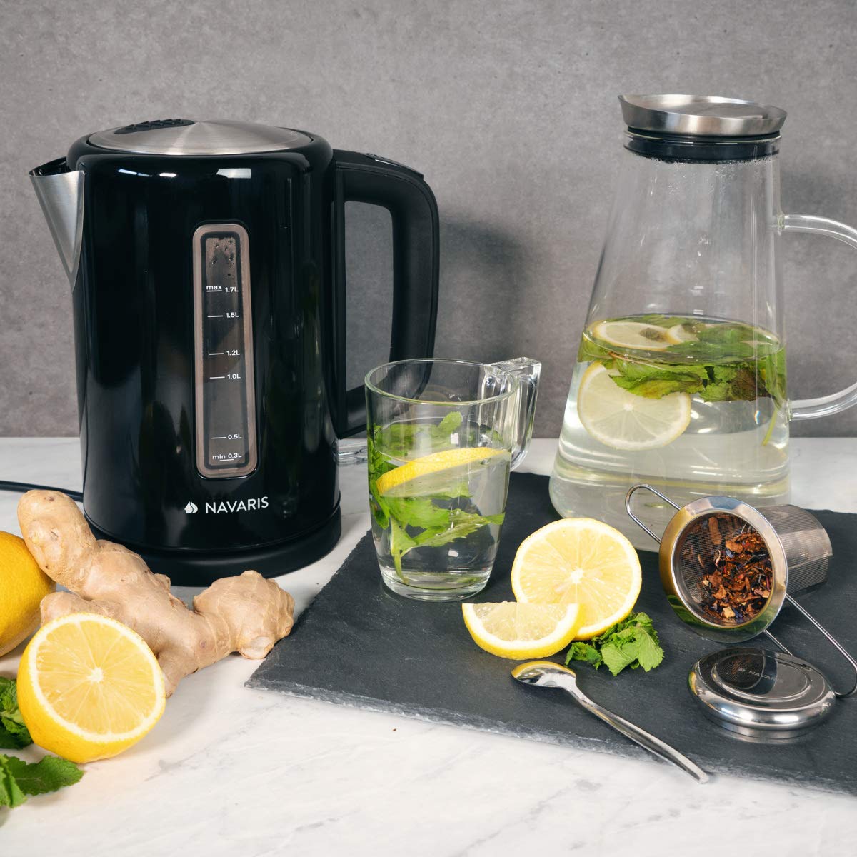navaris-kitchen-edelstahl-wasserkocher-1-7-l-schwarz-2200-watt image 2