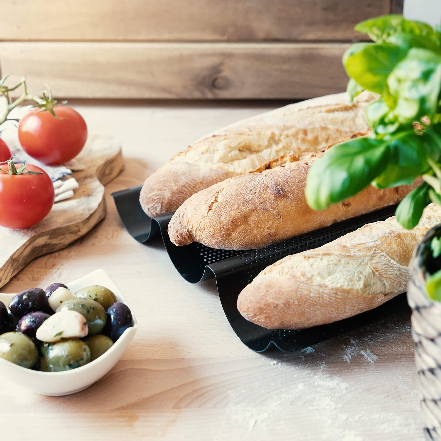 navaris-kitchen-baguette-backform-3er-perforiert-mit-schaber image 2