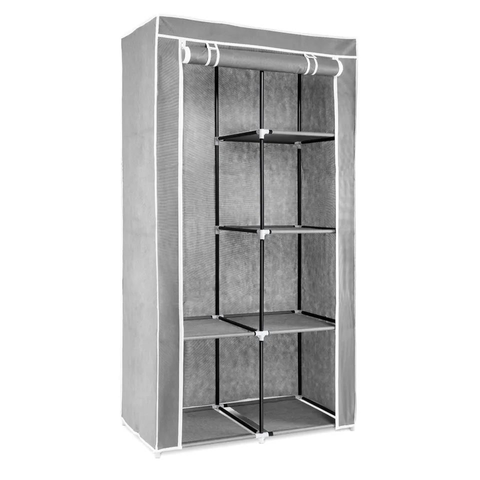 navaris-stoff-kleiderschrank-88x170x45cm-faltschrank-hellgrau image 1