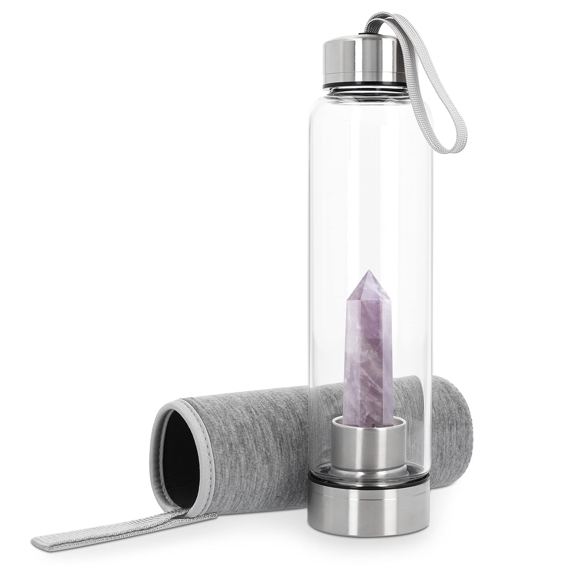 navaris-kitchen-kristall-trinkflasche-glas-500-ml-amethyst-mit-h-lle image 1