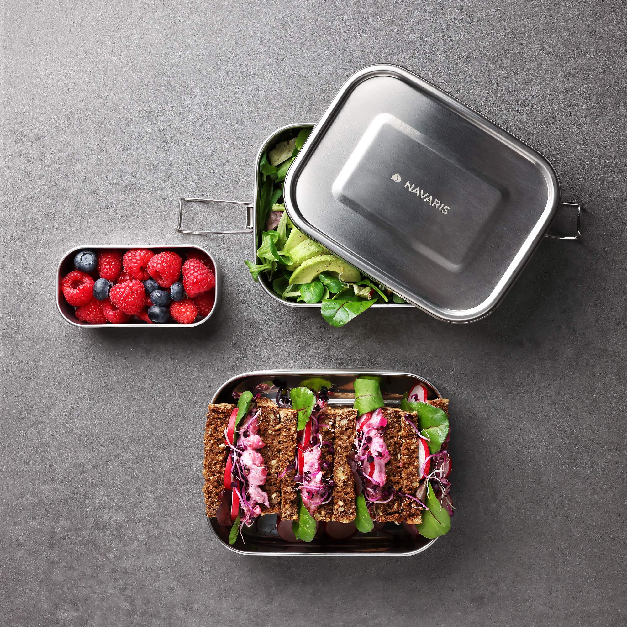 navaris-kitchen-brotdosen-set-edelstahl-3tlg-lunchbox-auslaufsicher image 5