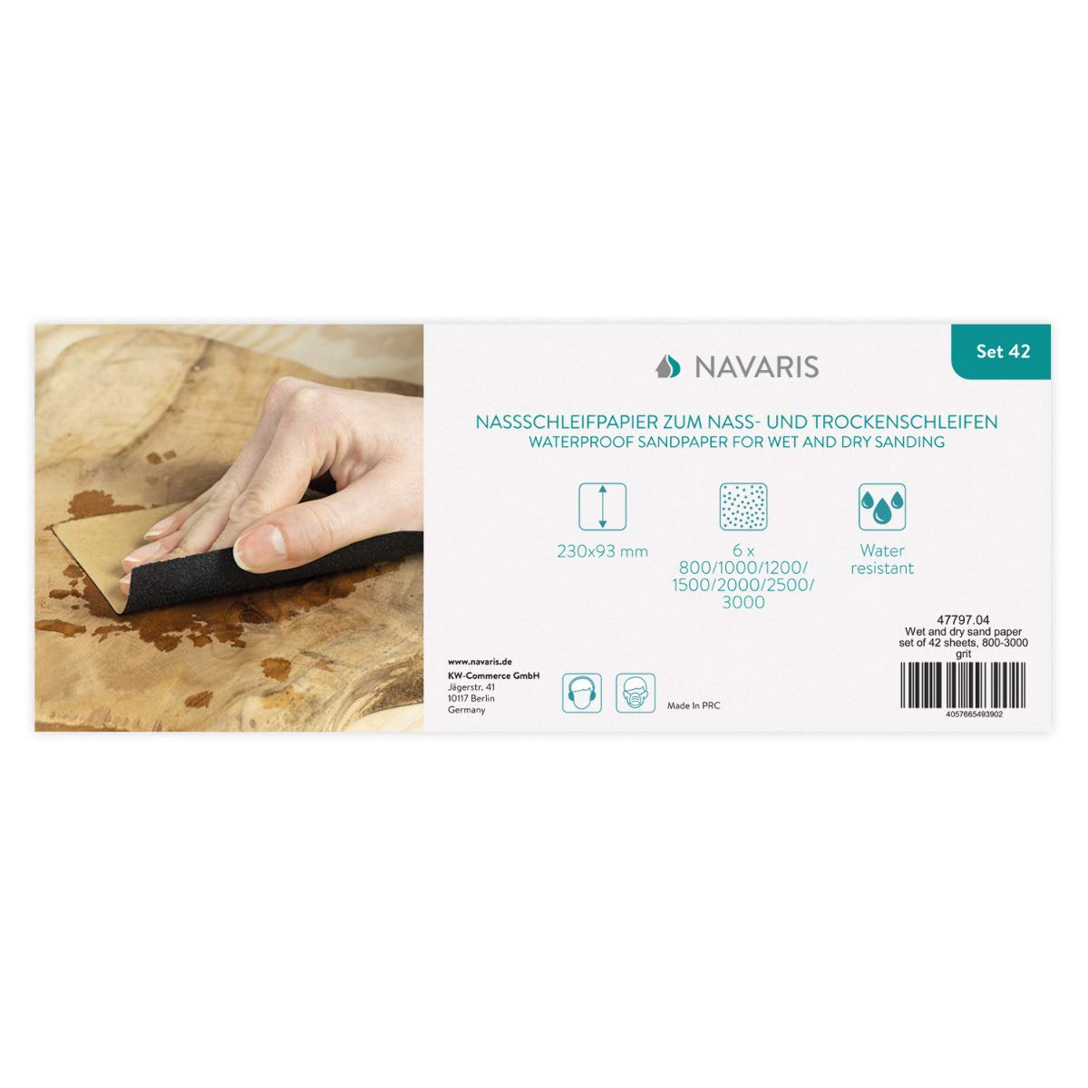 navaris-schleifpapier-set-42-teilig-800-3000-wasserfest-nass-trocken image 7