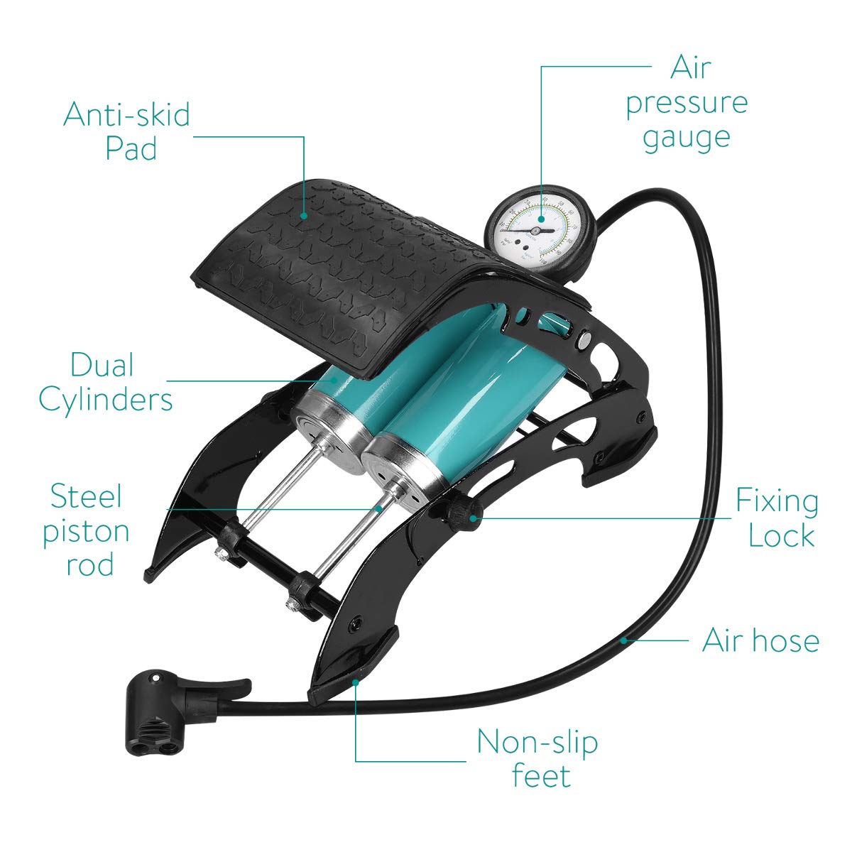 navaris-sport-fu-pumpe-doppelzylinder-7bar-mit-manometer image 6